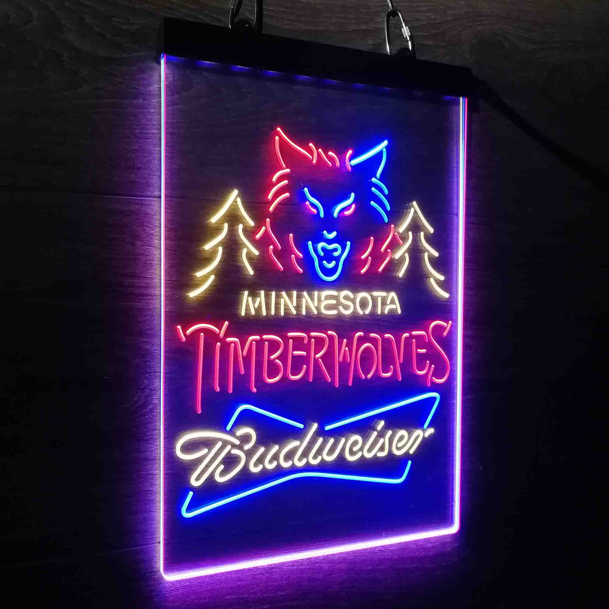 Minnesota Timberwolves Nba Budweiser Neon 3-Color LED Sign