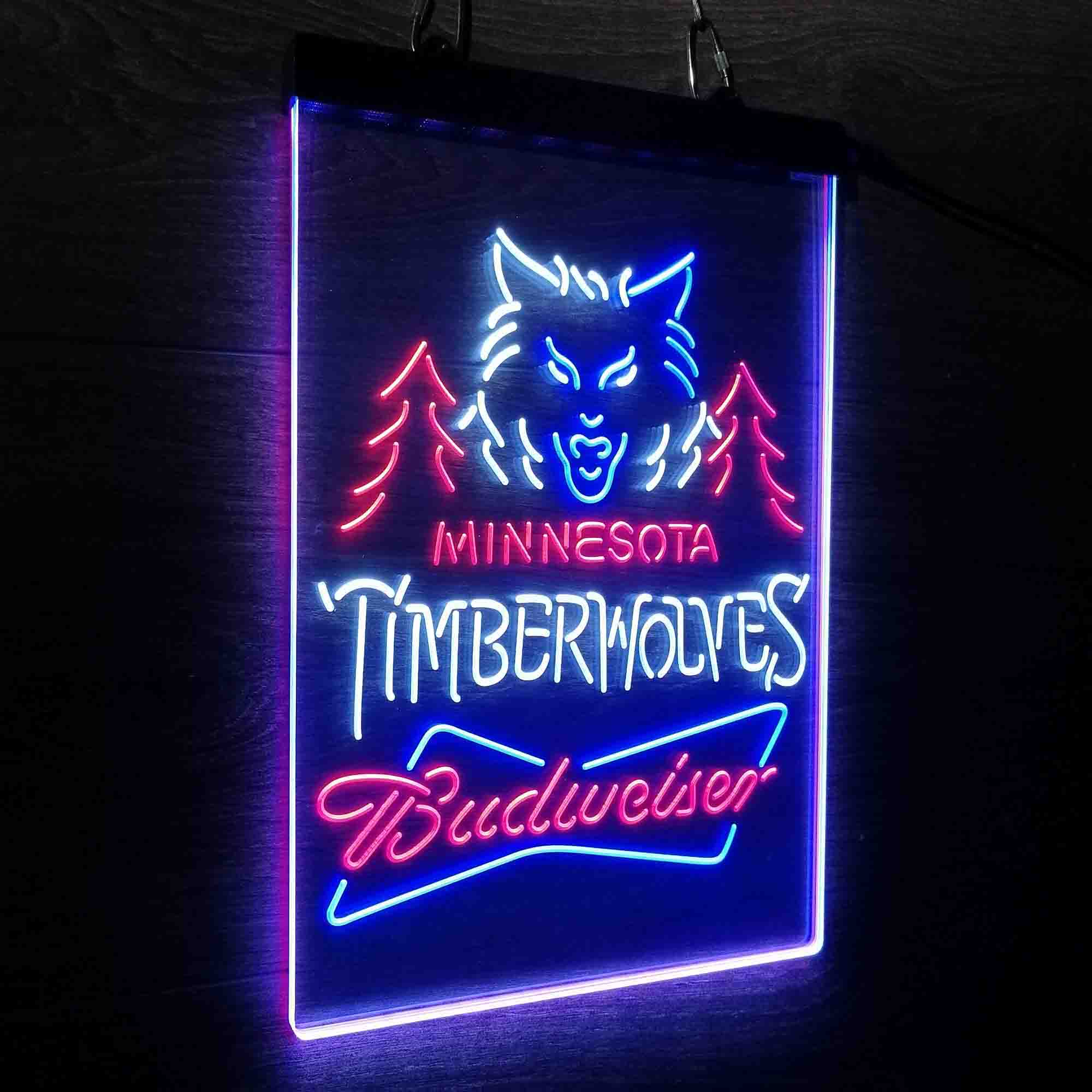 Minnesota Timberwolves Nba Budweiser Neon 3-Color LED Sign