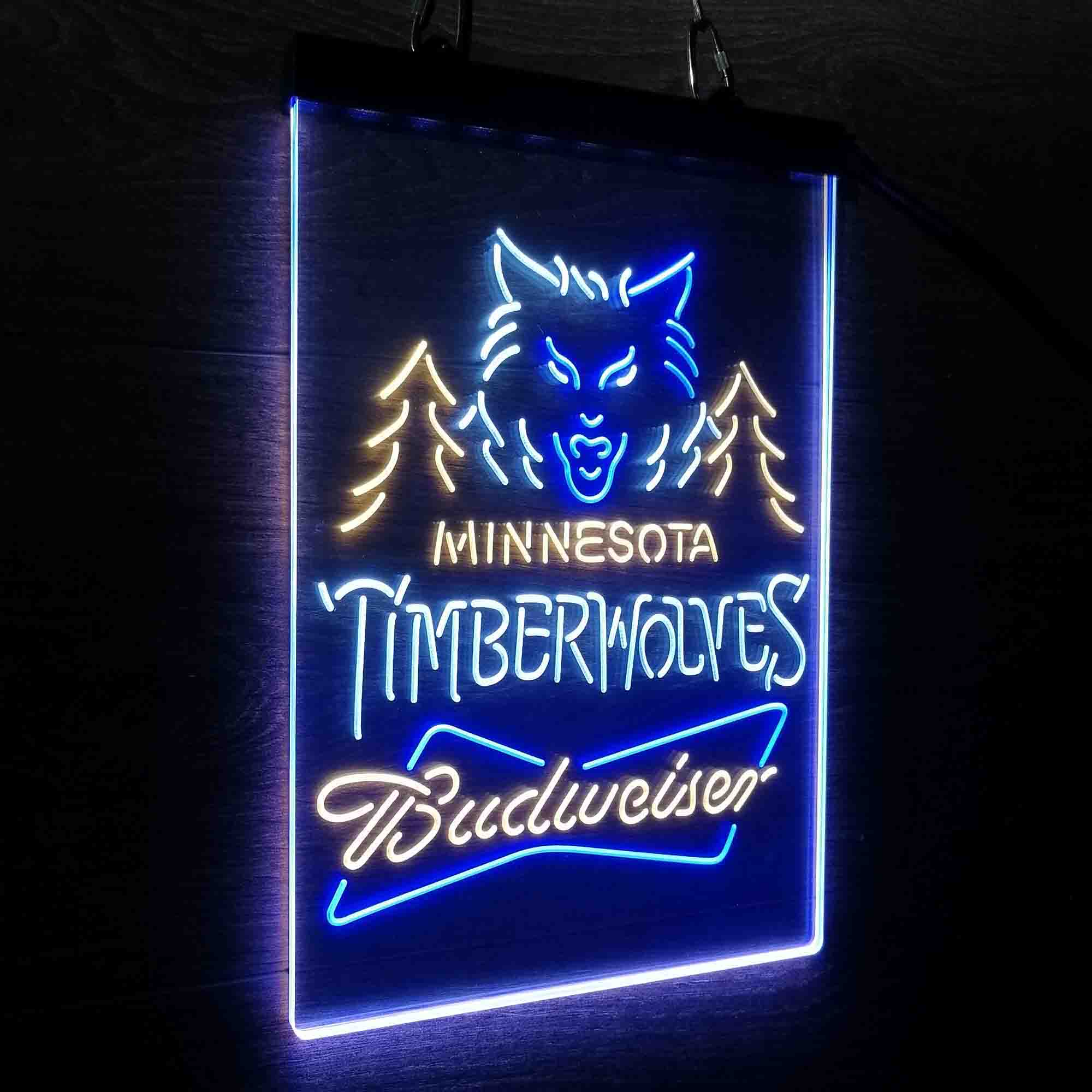 Minnesota Timberwolves Nba Budweiser Neon 3-Color LED Sign