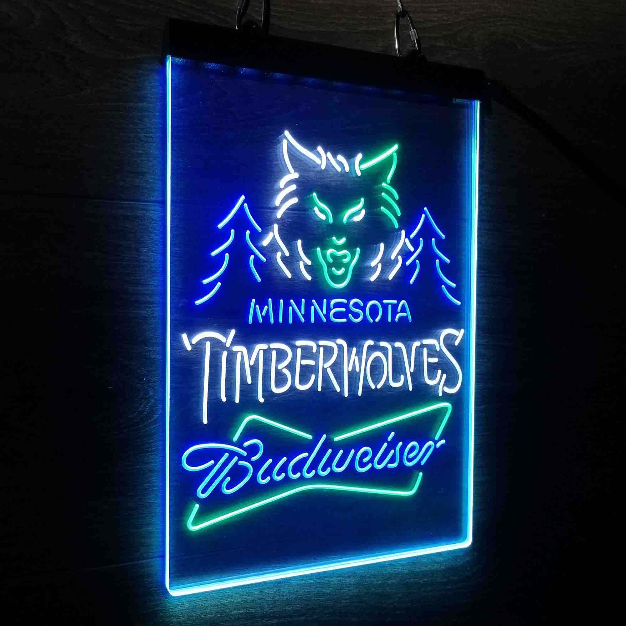 Minnesota Timberwolves Nba Budweiser Neon 3-Color LED Sign