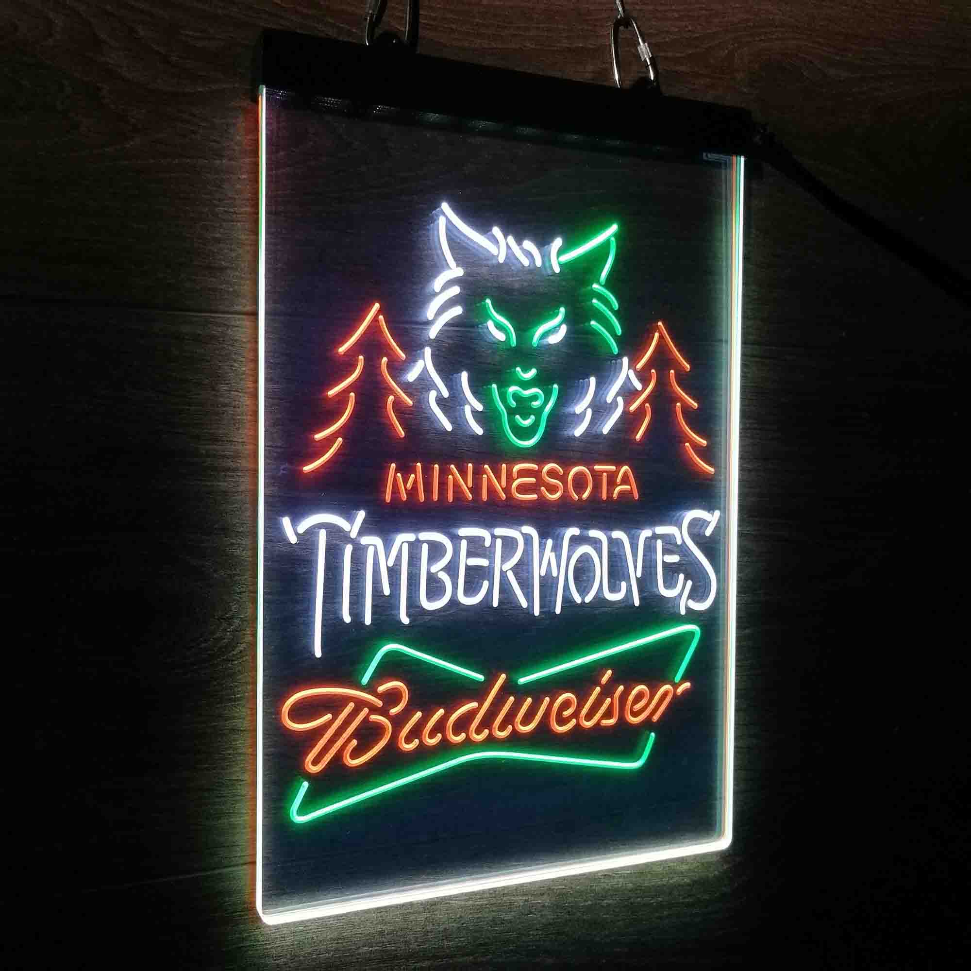 Minnesota Timberwolves Nba Budweiser Neon 3-Color LED Sign