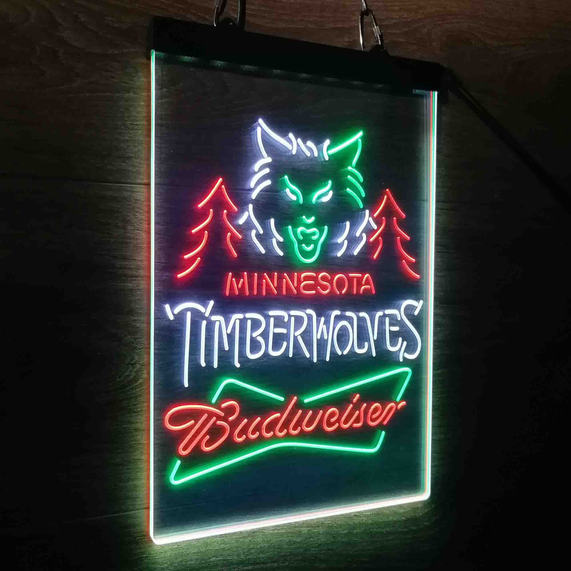 Minnesota Timberwolves Nba Budweiser Neon 3-Color LED Sign