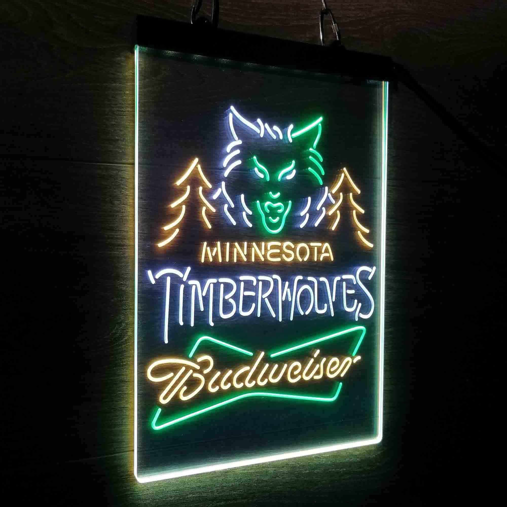 Minnesota Timberwolves Nba Budweiser Neon 3-Color LED Sign