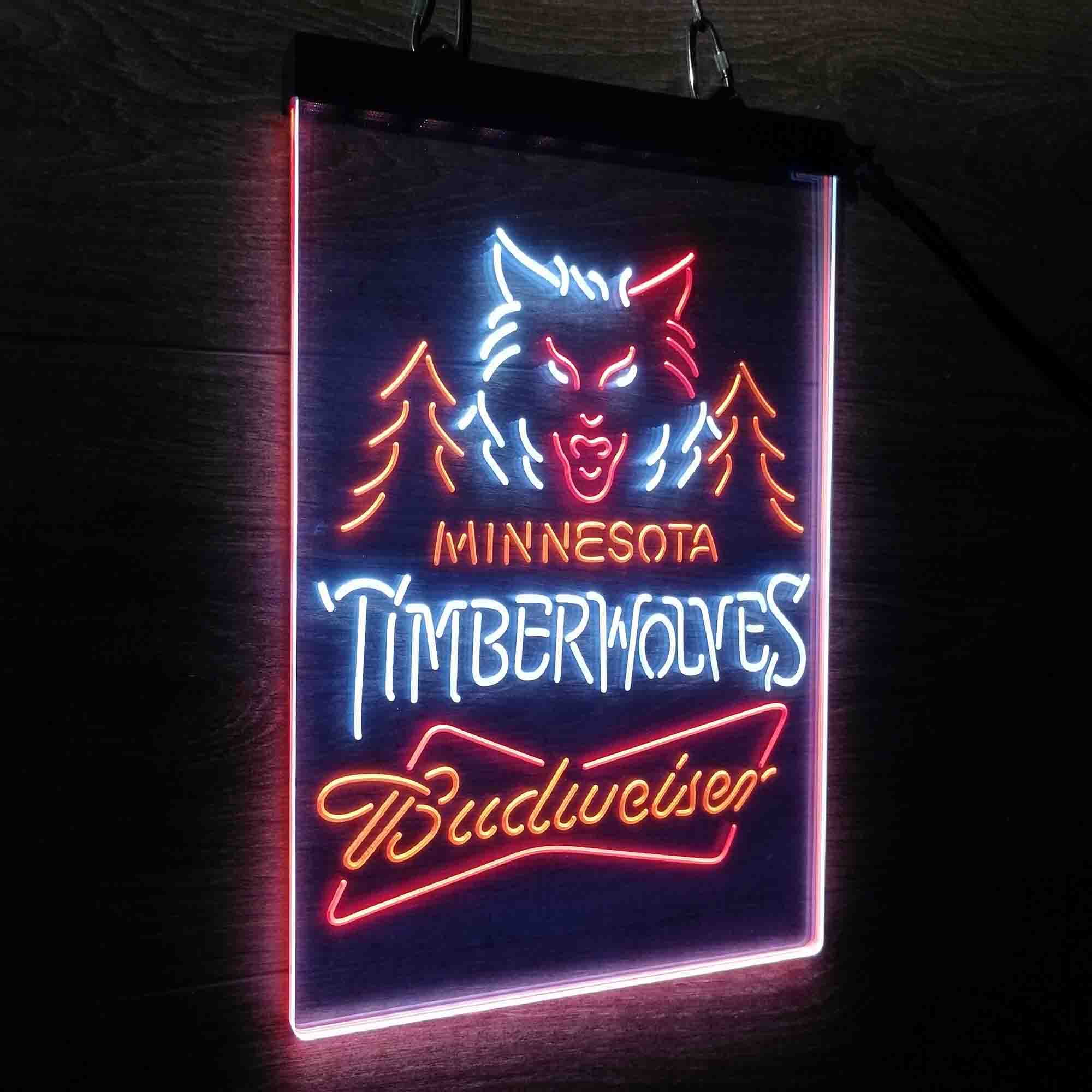 Minnesota Timberwolves Nba Budweiser Neon 3-Color LED Sign