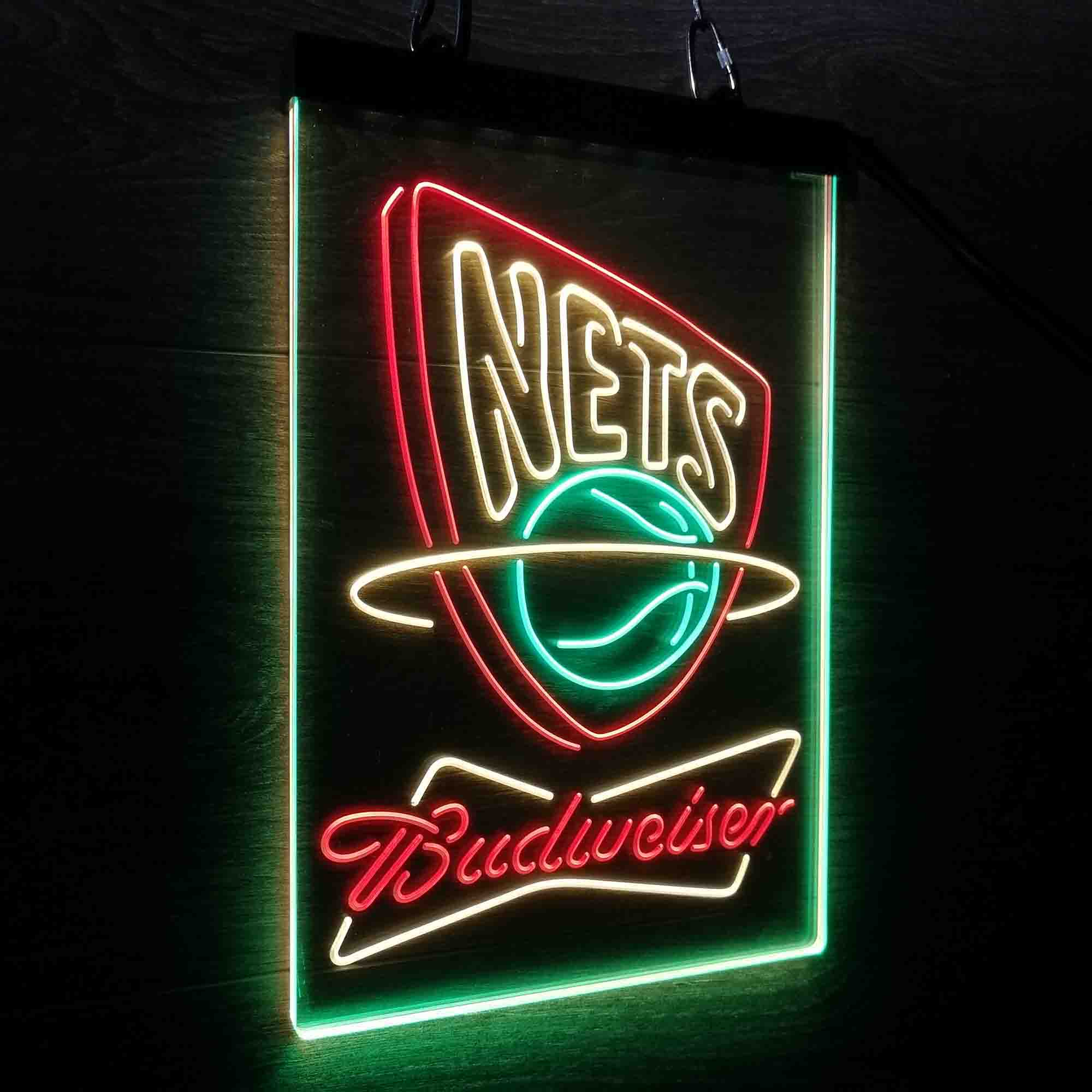 New Jersey Nets Nba Budweiser Neon 3-Color LED Sign