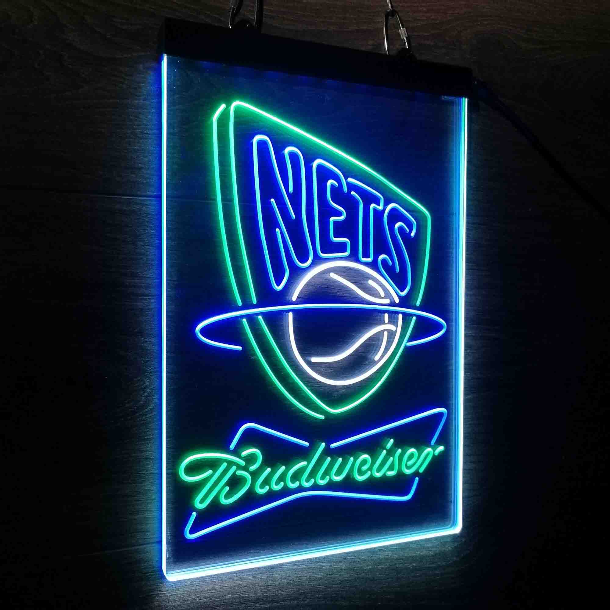 New Jersey Nets Nba Budweiser Neon 3-Color LED Sign