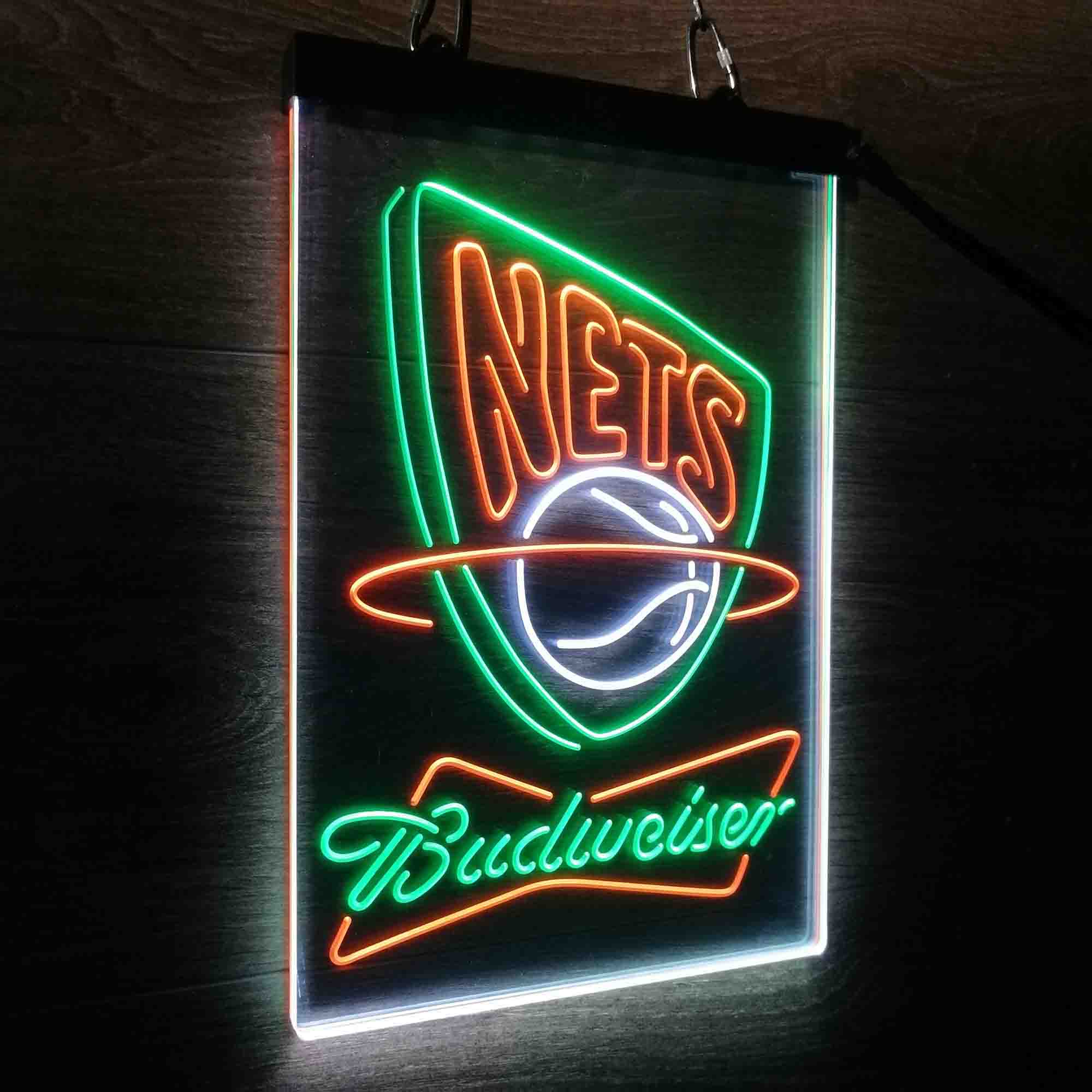 New Jersey Nets Nba Budweiser Neon 3-Color LED Sign