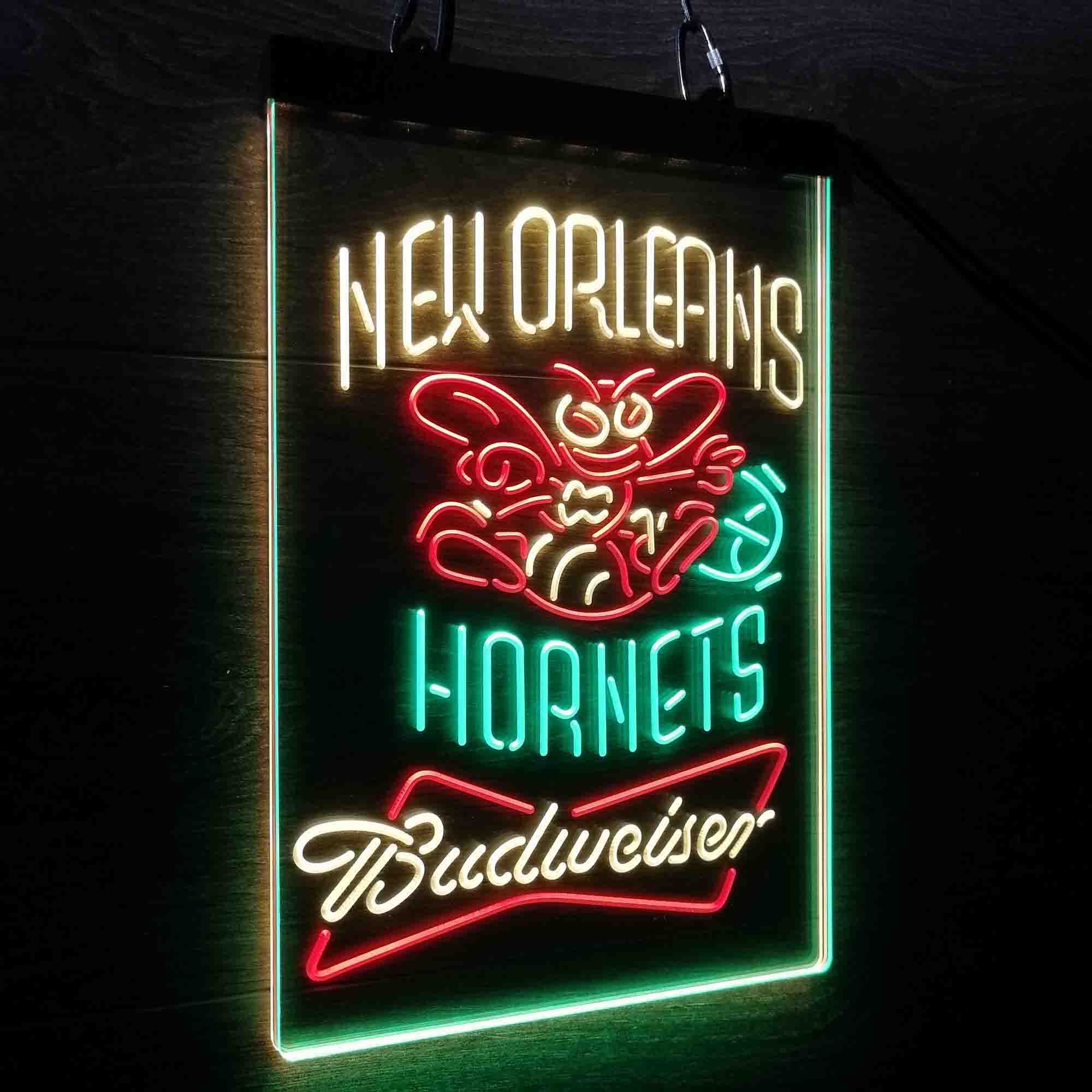 New Orleans Hornets Nba Budweiser Neon 3-Color LED Sign