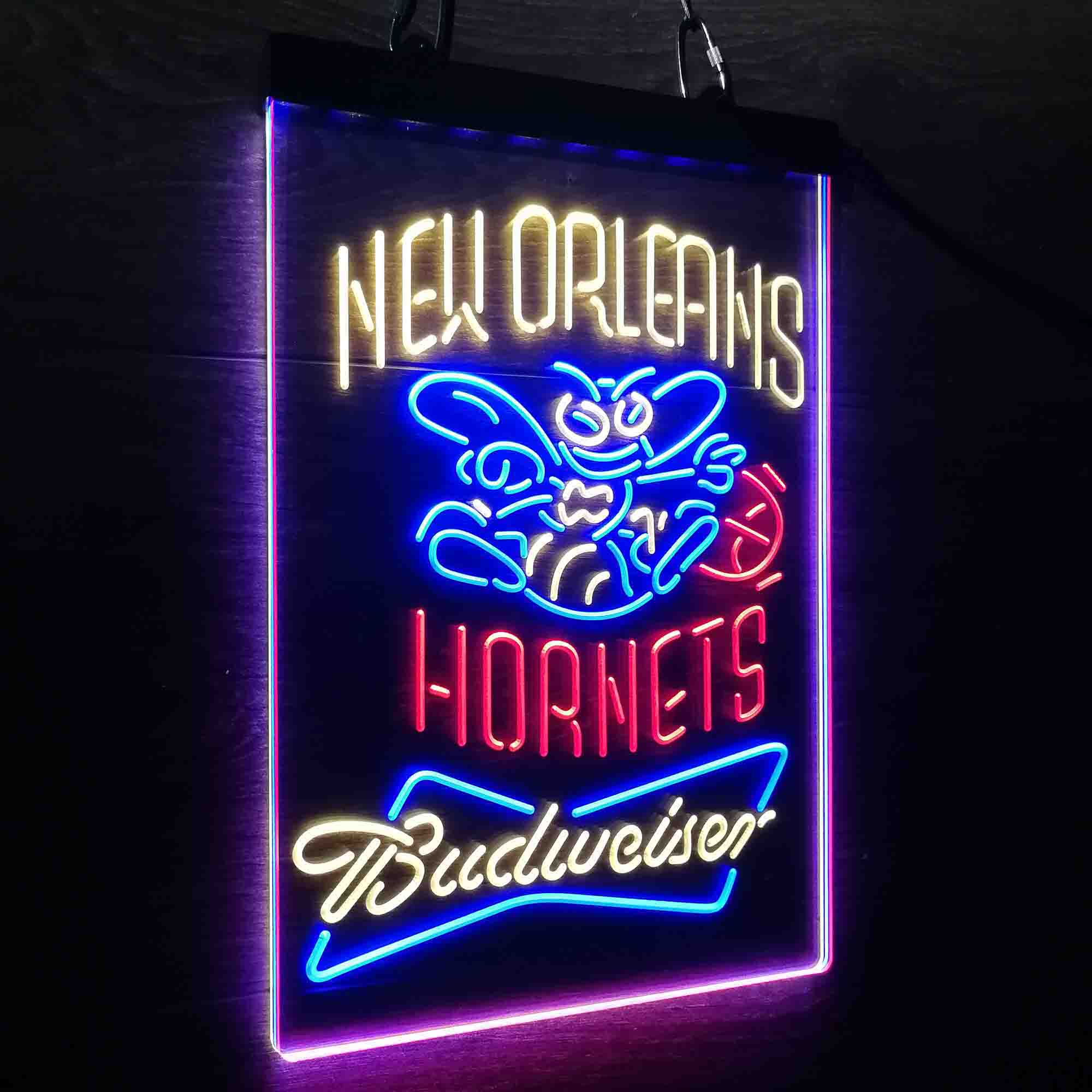 New Orleans Hornets Nba Budweiser Neon 3-Color LED Sign