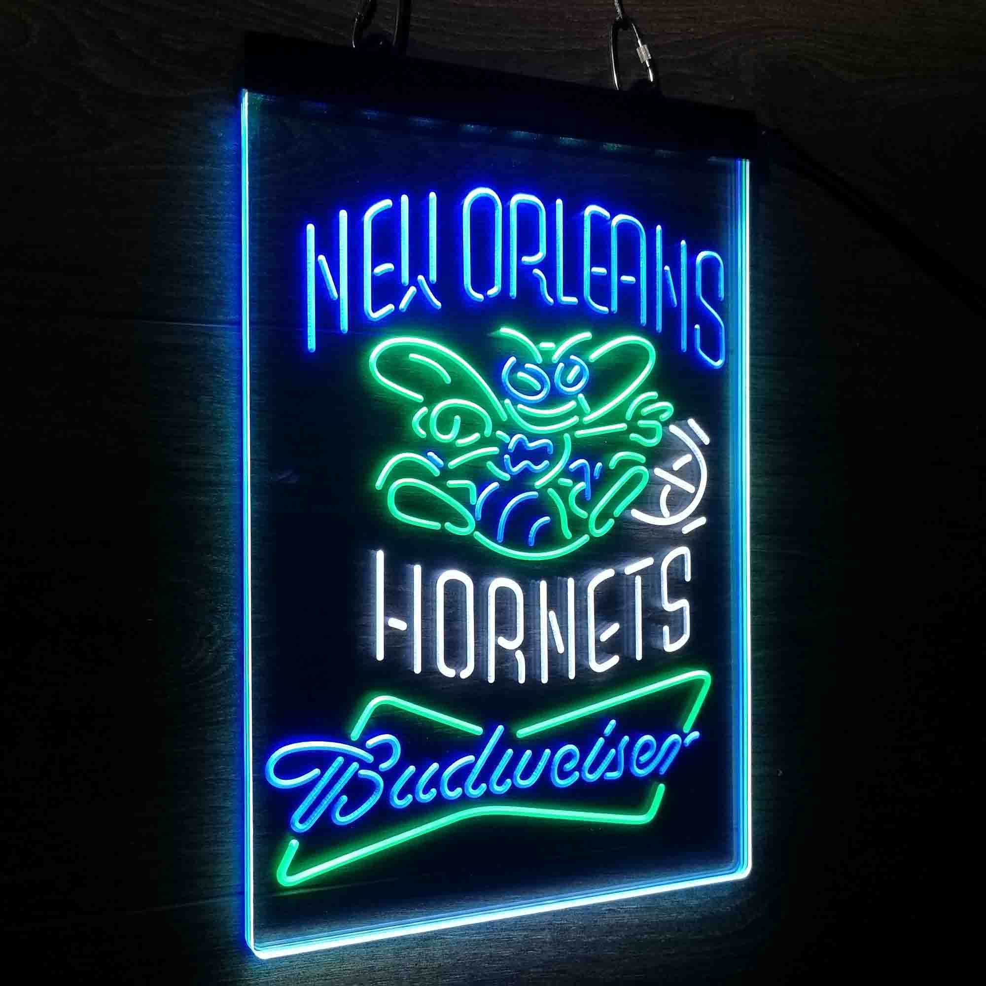 New Orleans Hornets Nba Budweiser Neon 3-Color LED Sign