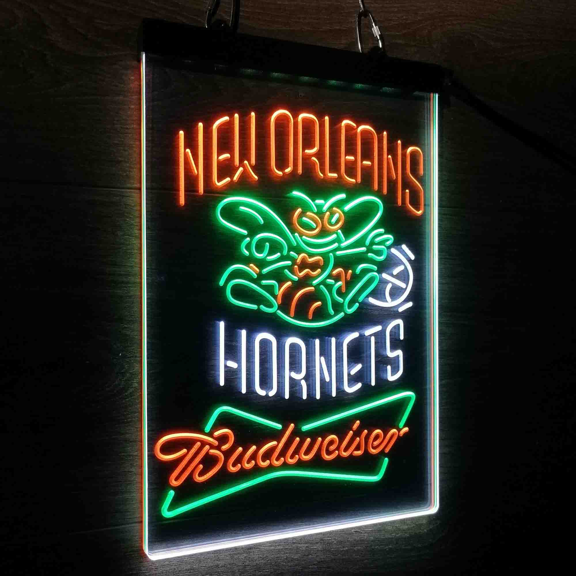 New Orleans Hornets Nba Budweiser Neon 3-Color LED Sign