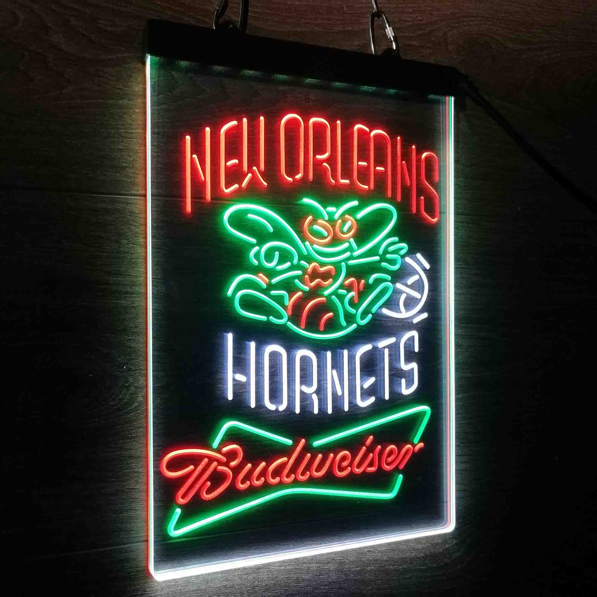 New Orleans Hornets Nba Budweiser Neon 3-Color LED Sign