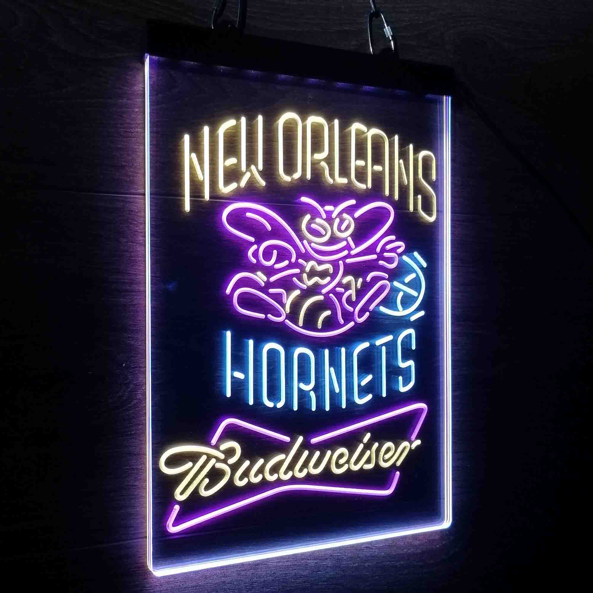 New Orleans Hornets Nba Budweiser Neon 3-Color LED Sign