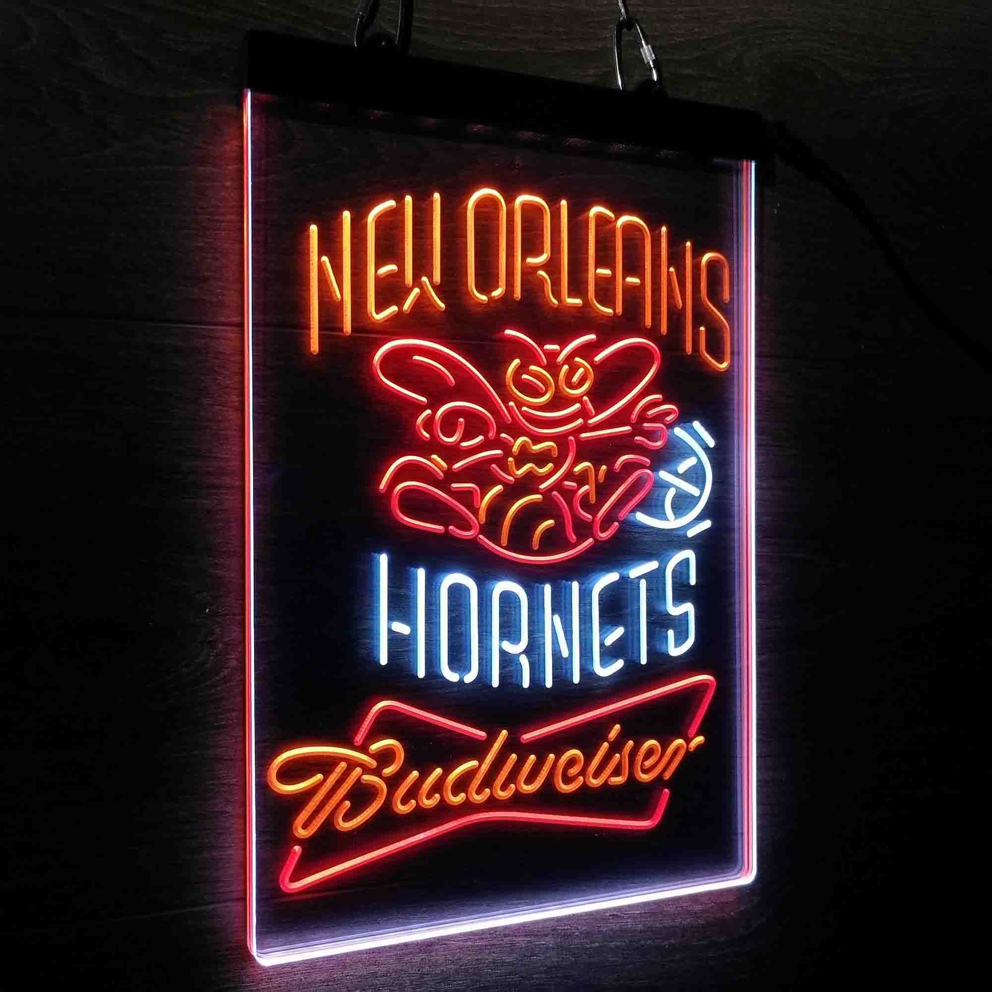 New Orleans Hornets Nba Budweiser Neon 3-Color LED Sign