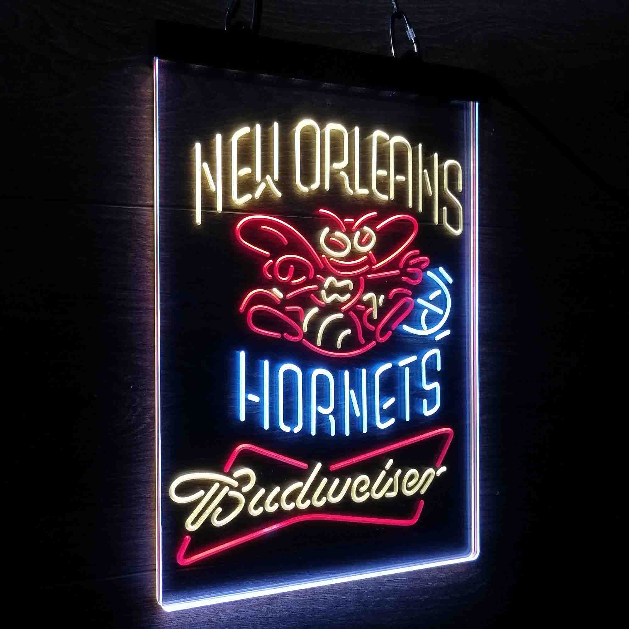 New Orleans Hornets Nba Budweiser Neon 3-Color LED Sign