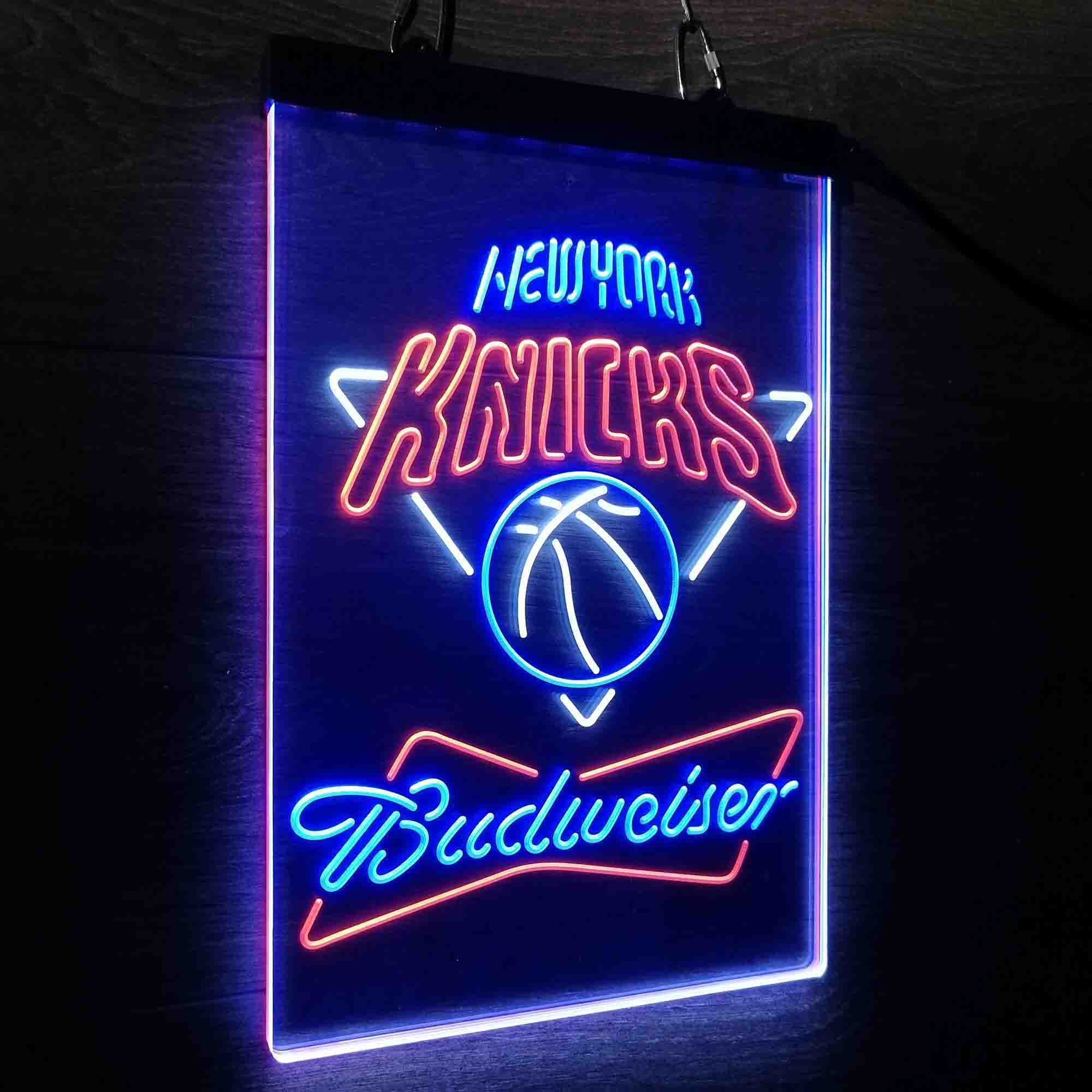 New York Knicks Nba Budweiser Neon 3-Color LED Sign