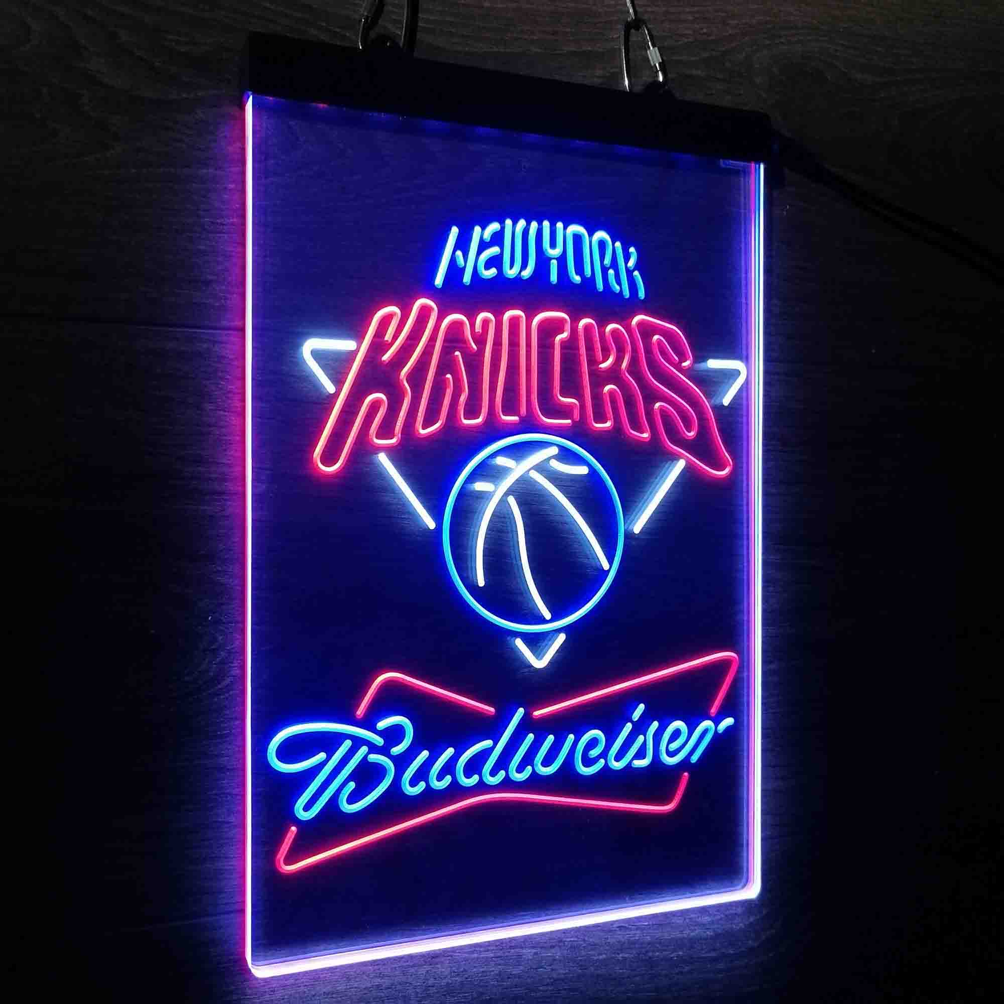 New York Knicks Nba Budweiser Neon 3-Color LED Sign