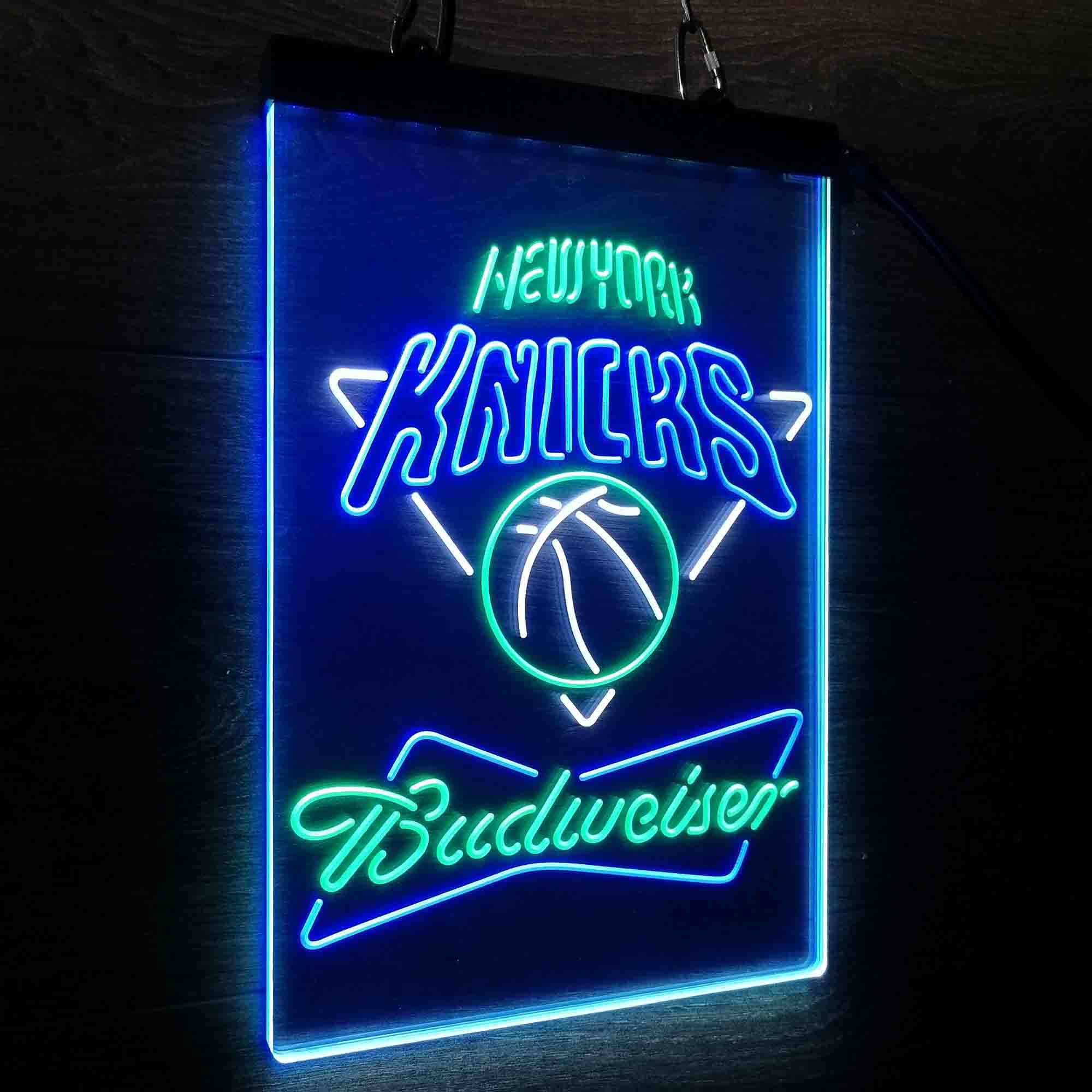 New York Knicks Nba Budweiser Neon 3-Color LED Sign