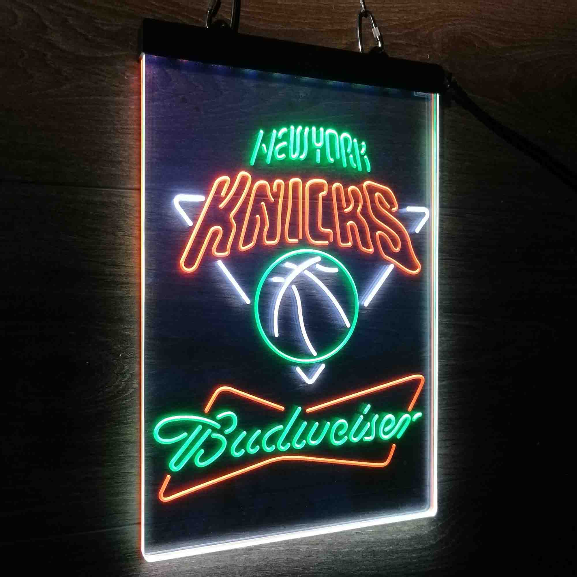 New York Knicks Nba Budweiser Neon 3-Color LED Sign