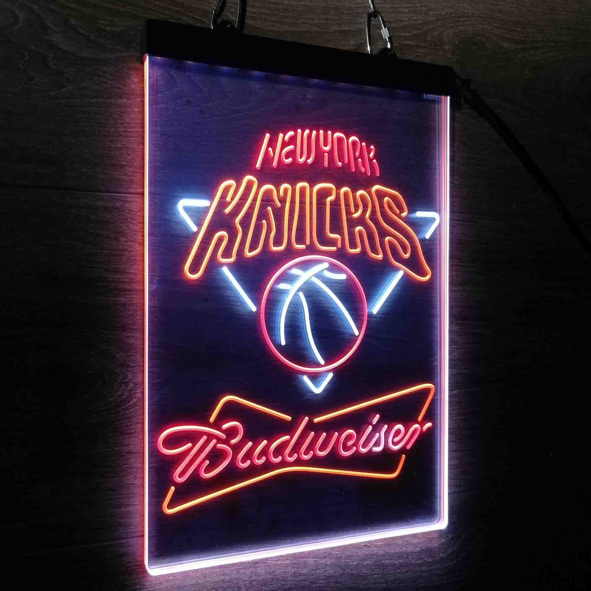 New York Knicks Nba Budweiser Neon 3-Color LED Sign