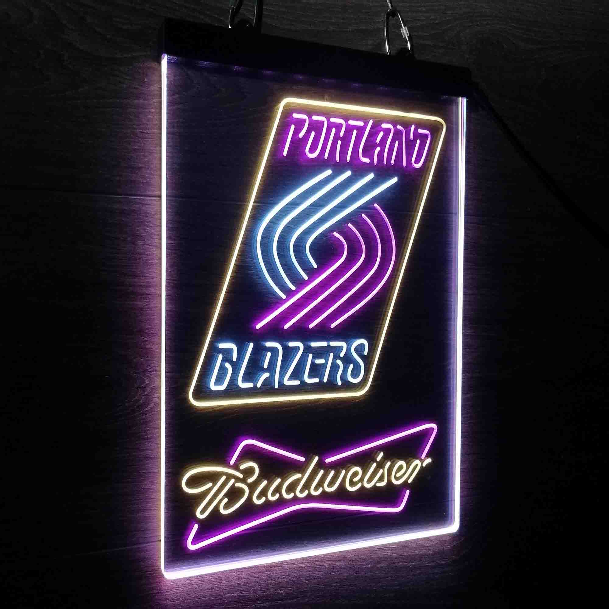 Portland Trail Blazers Nba Budweiser Neon 3-Color LED Sign