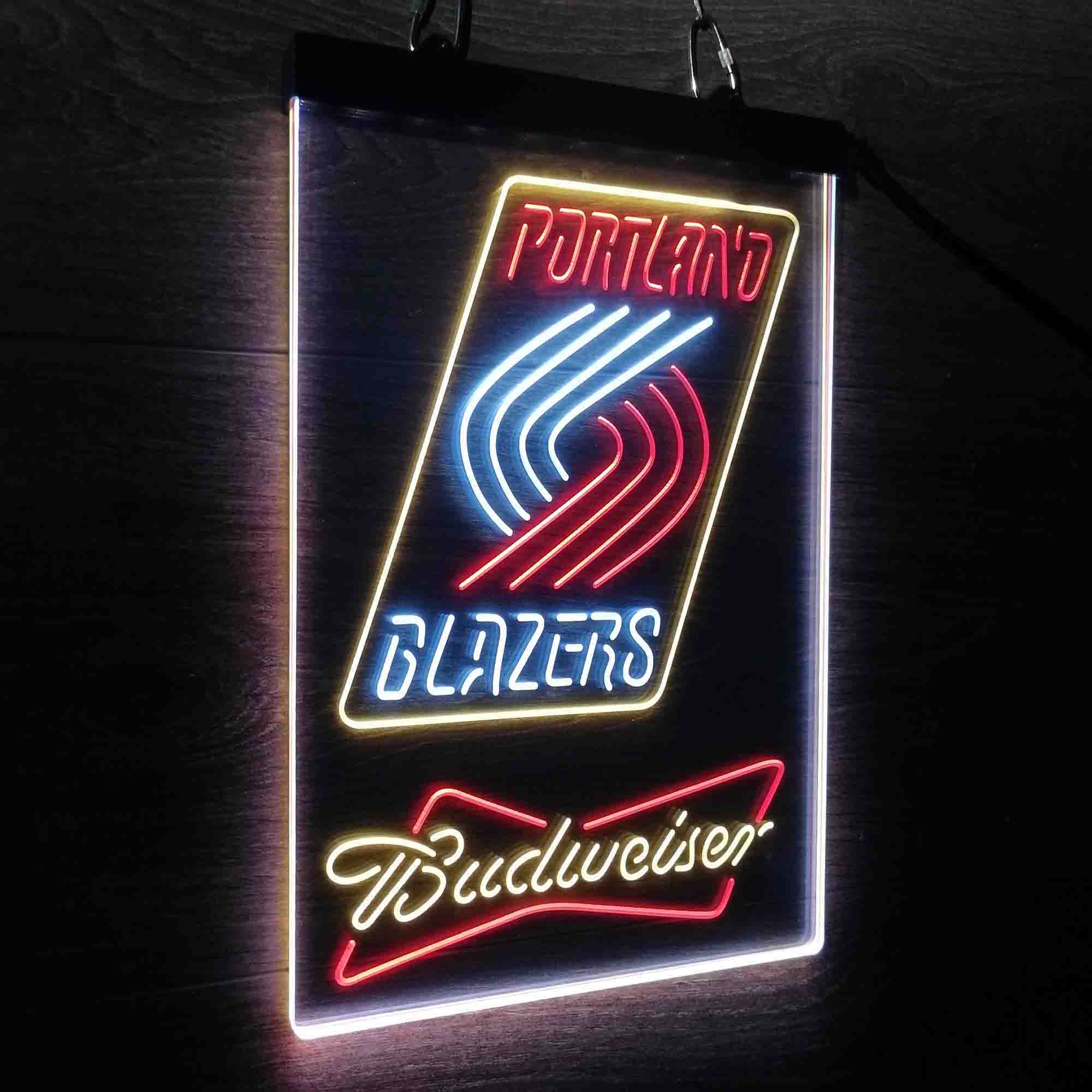 Portland Trail Blazers Nba Budweiser Neon 3-Color LED Sign