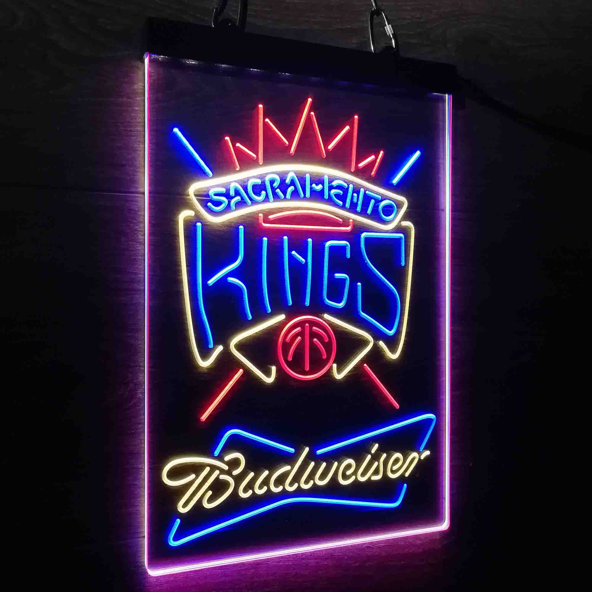 Sacramento Kings Nba Budweiser Neon 3-Color LED Sign