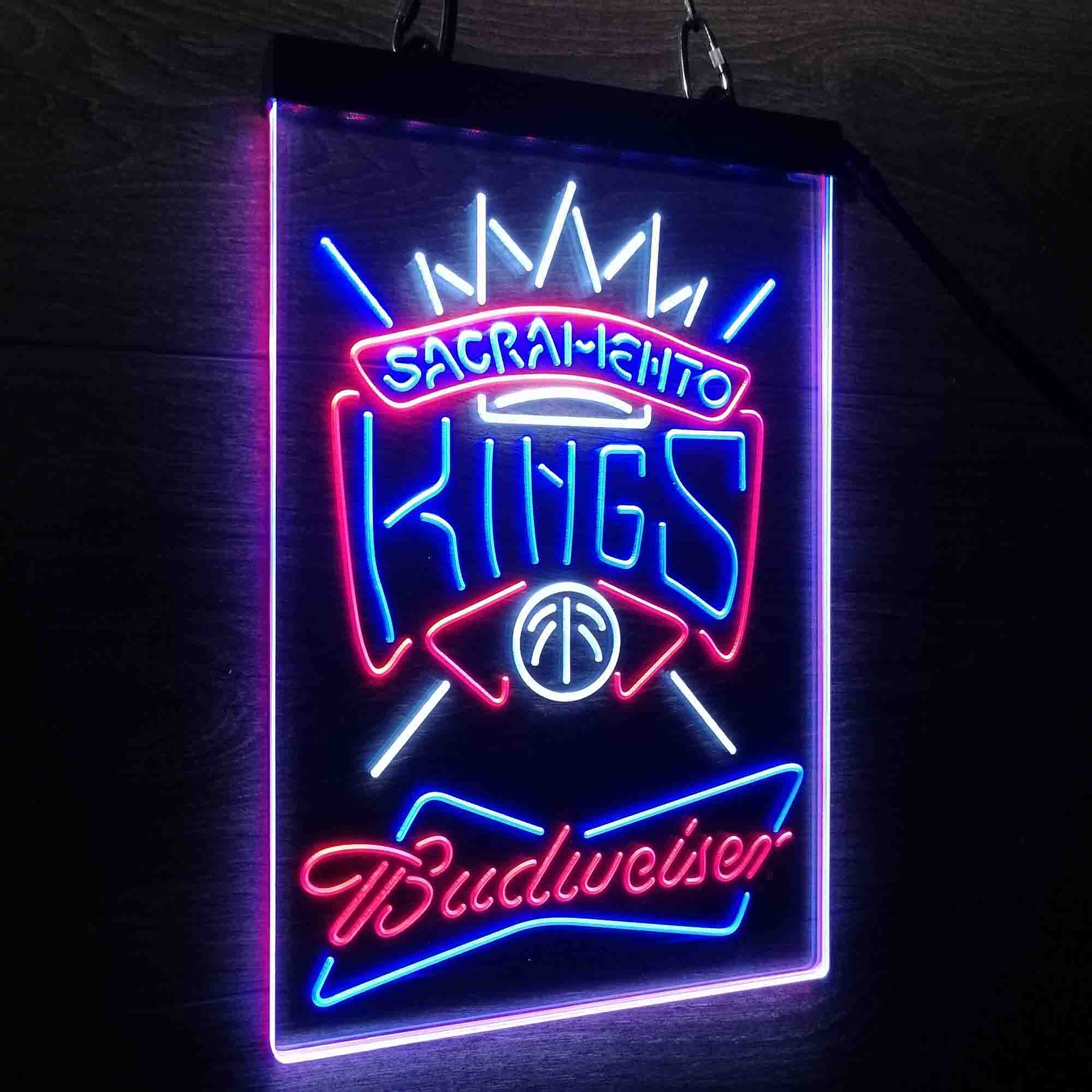 Sacramento Kings Nba Budweiser Neon 3-Color LED Sign