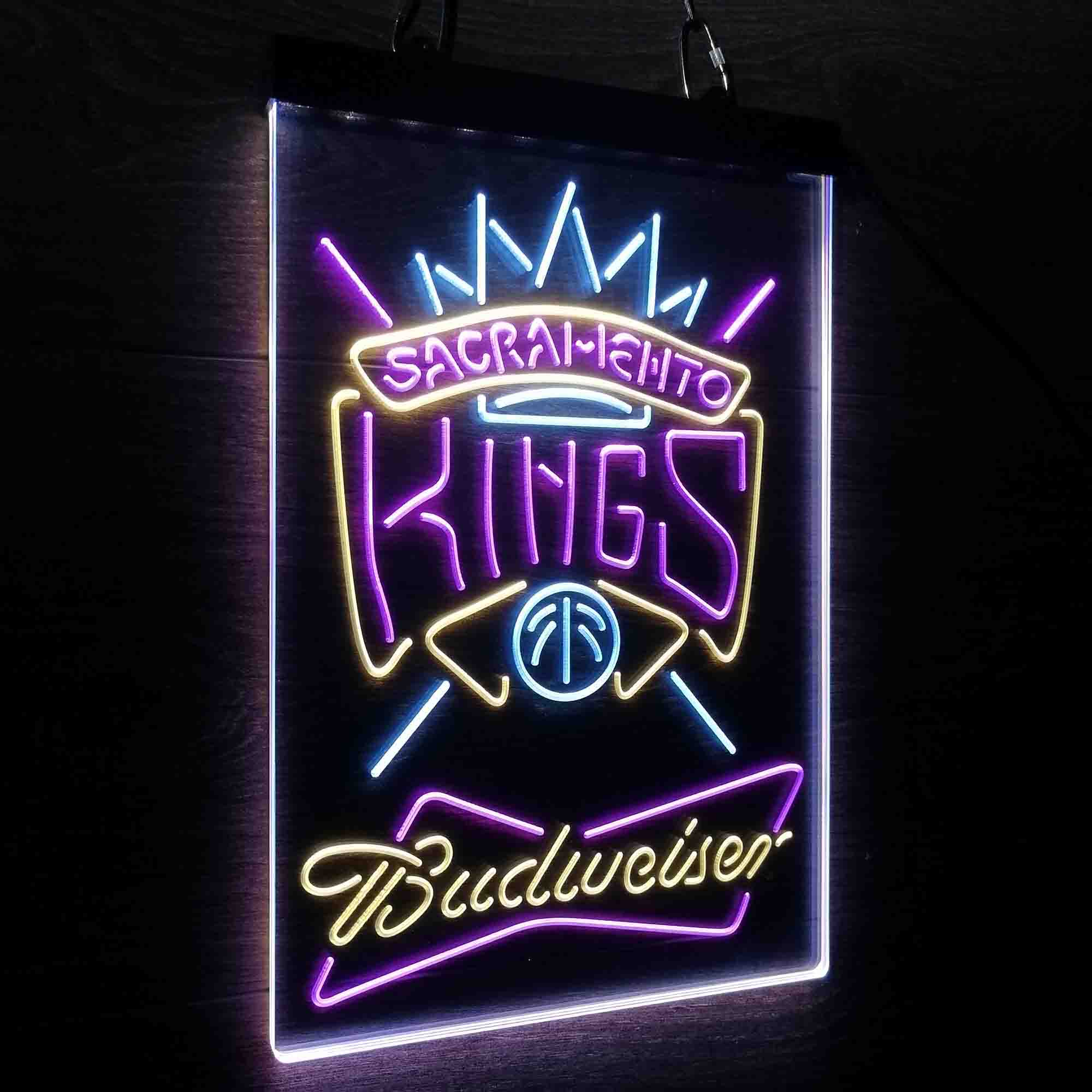 Sacramento Kings Nba Budweiser Neon 3-Color LED Sign