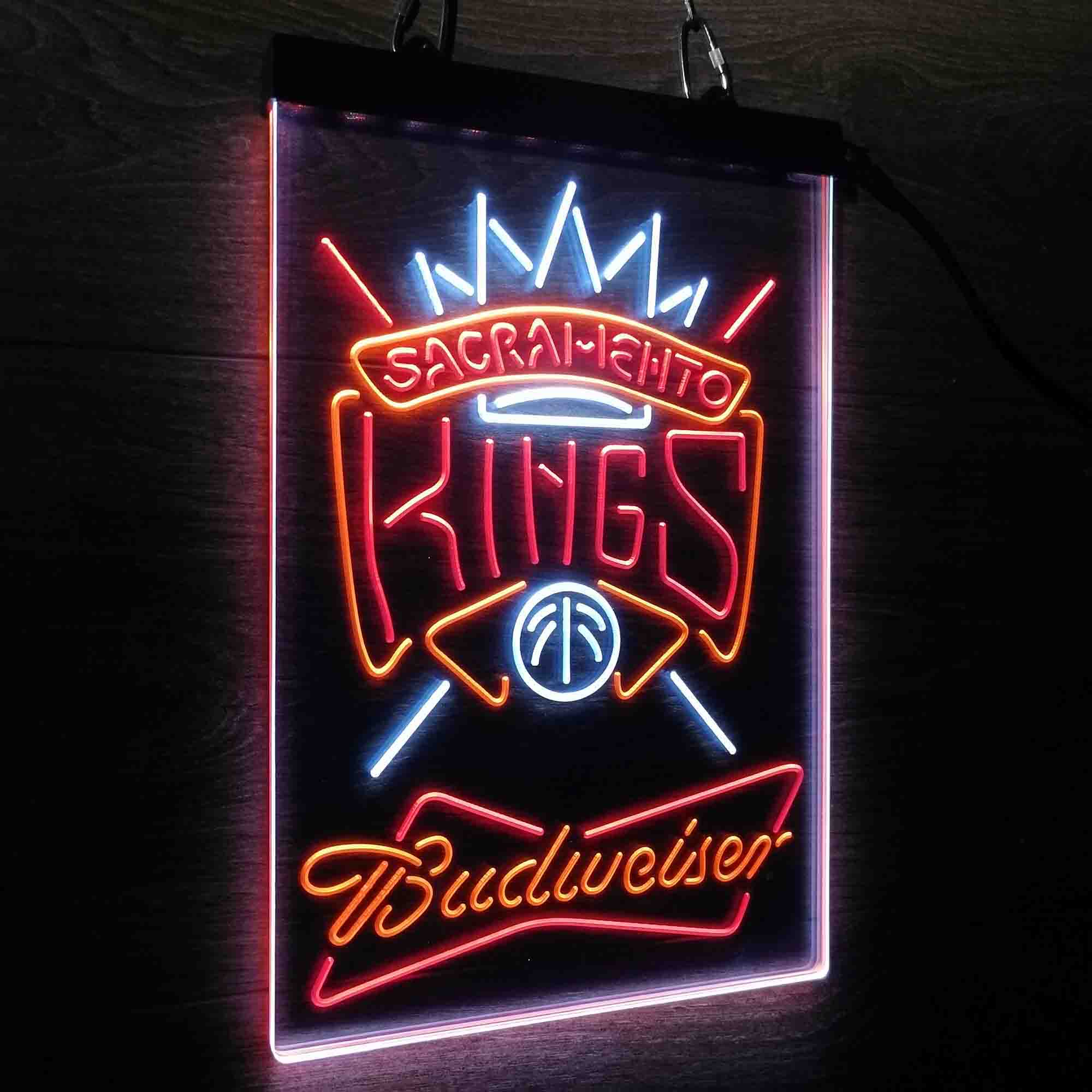 Sacramento Kings Nba Budweiser Neon 3-Color LED Sign