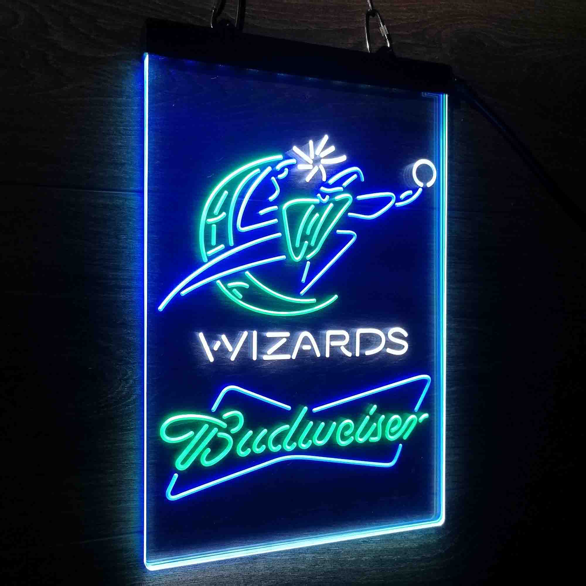 Wizards Nba Budweiser Neon 3-Color LED Sign