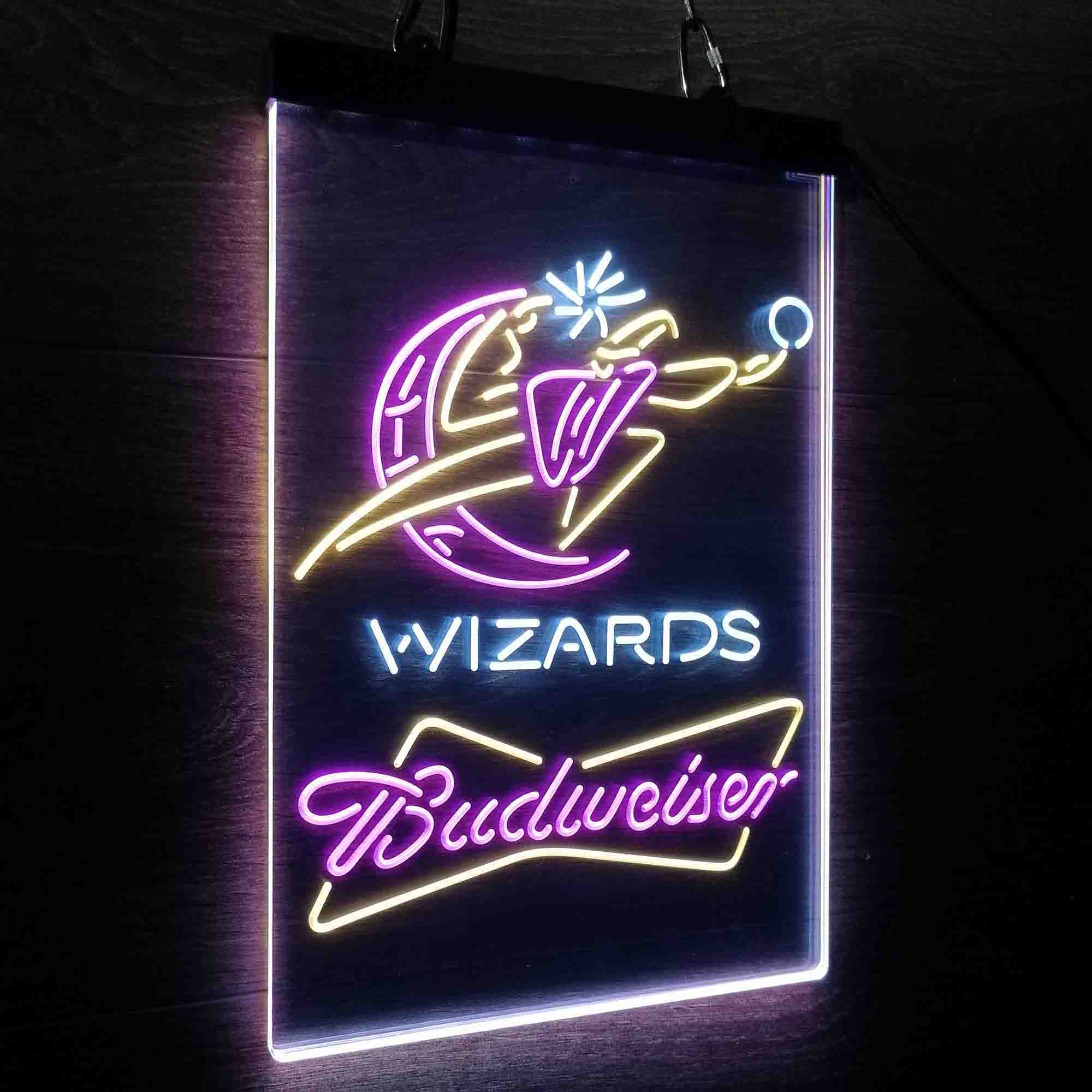 Wizards Nba Budweiser Neon 3-Color LED Sign