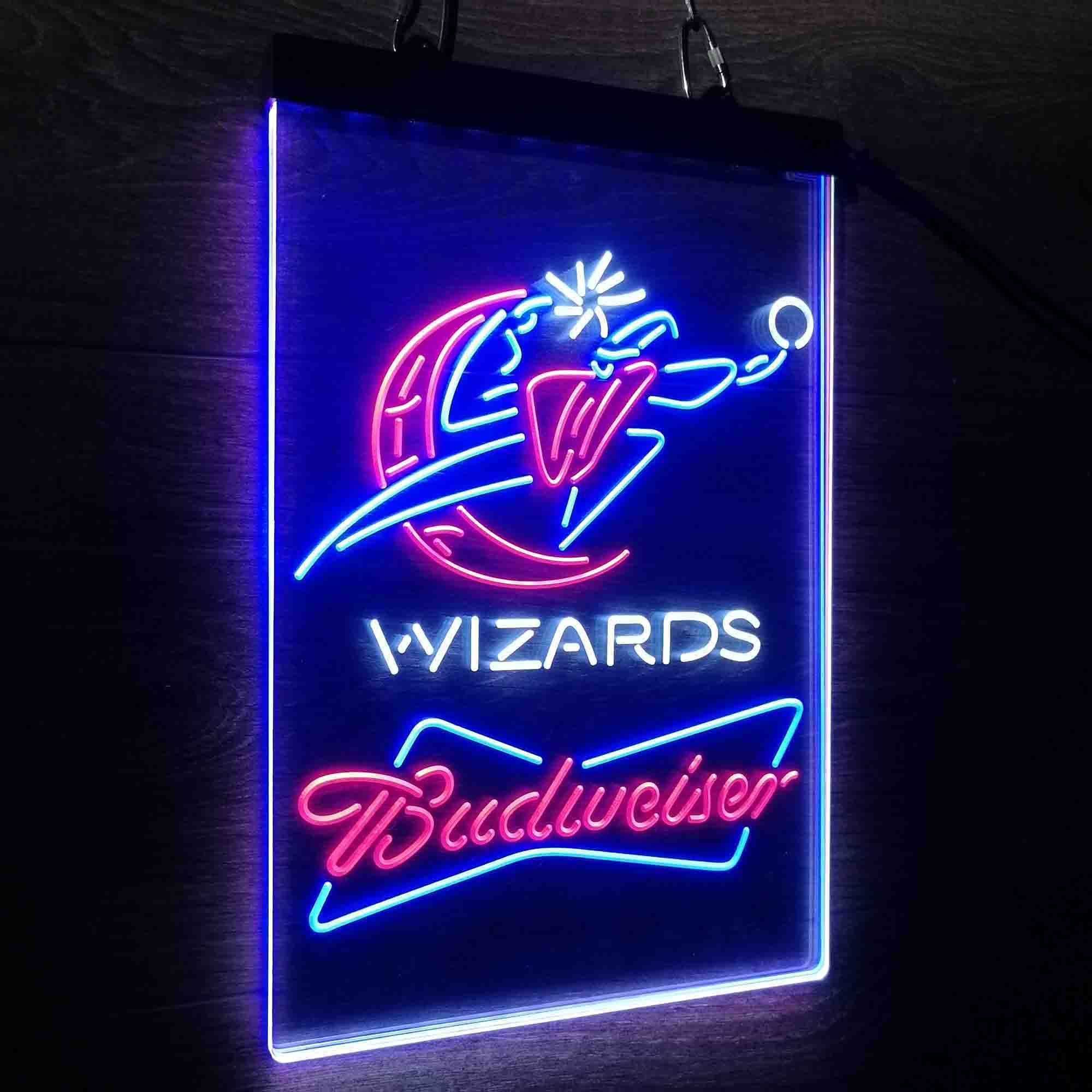 Wizards Nba Budweiser Neon 3-Color LED Sign