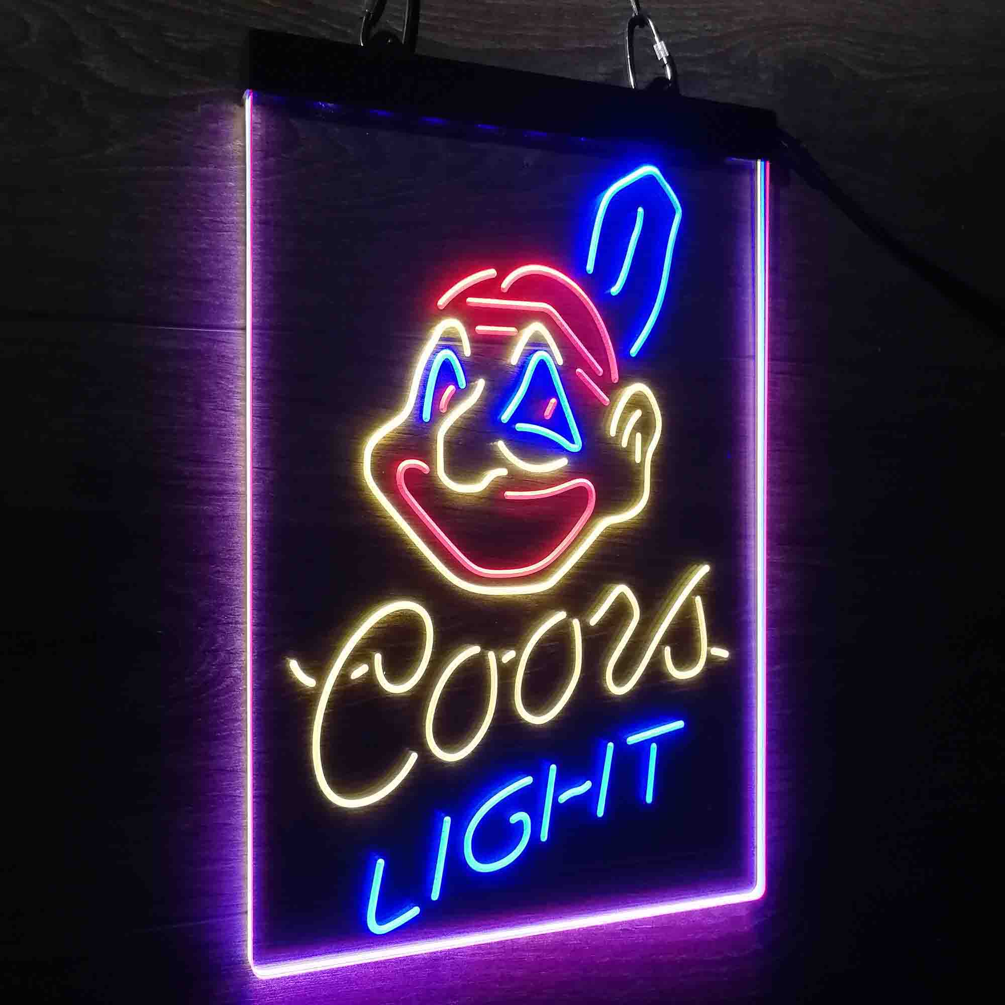 Coors Cleveland Indians Coors Light Neon 3-Color LED Sign