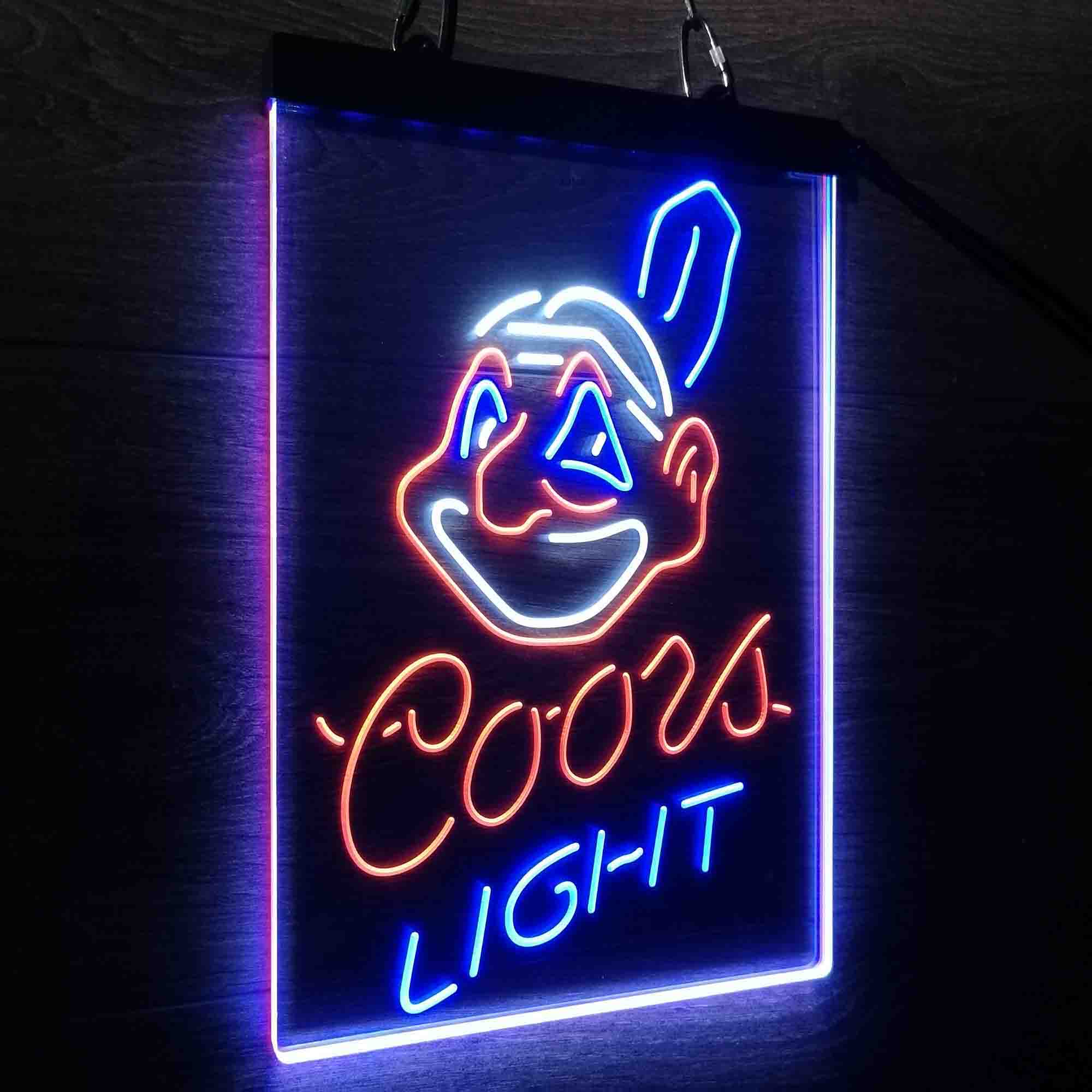 Coors Cleveland Indians Coors Light Neon 3-Color LED Sign