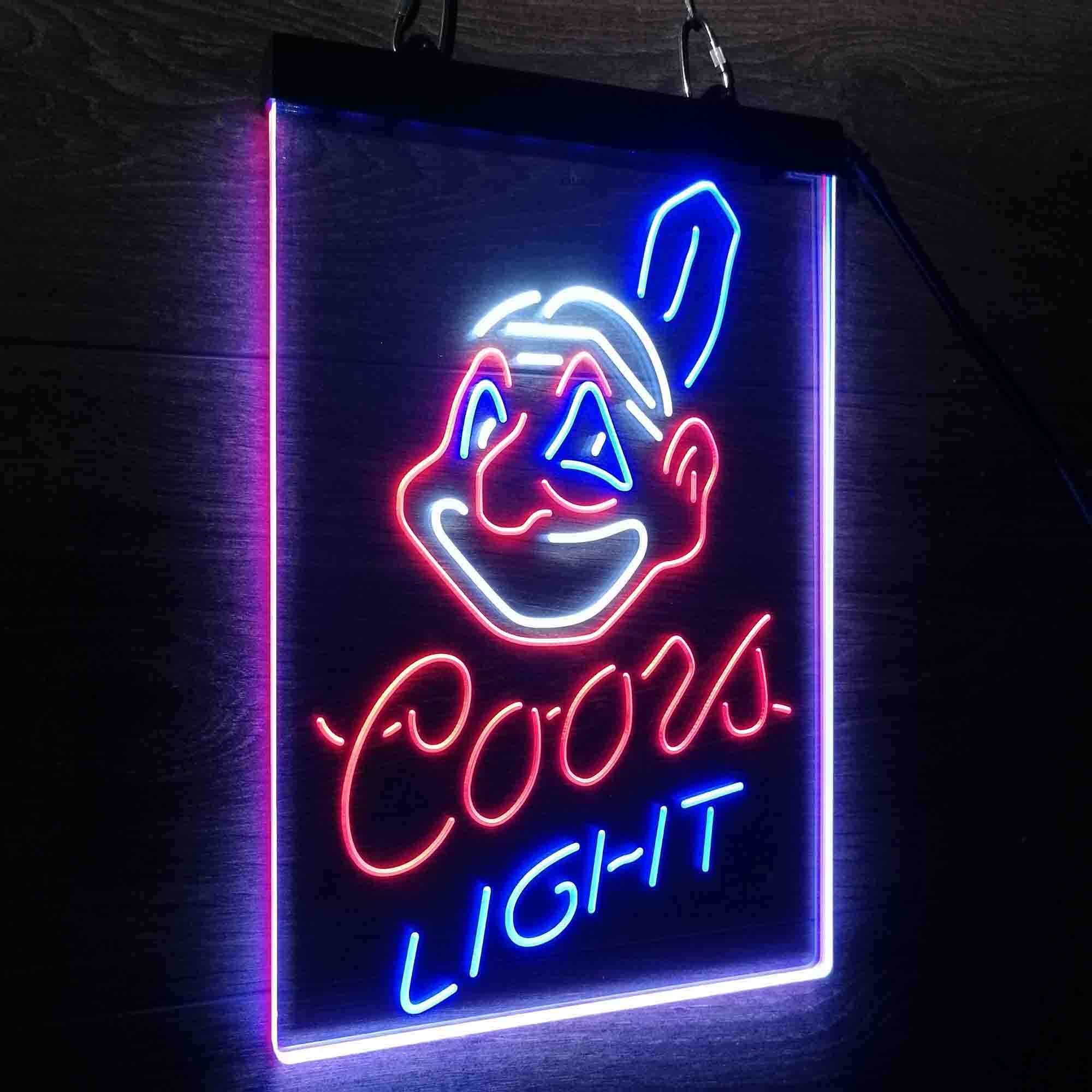 Coors Cleveland Indians Coors Light Neon 3-Color LED Sign