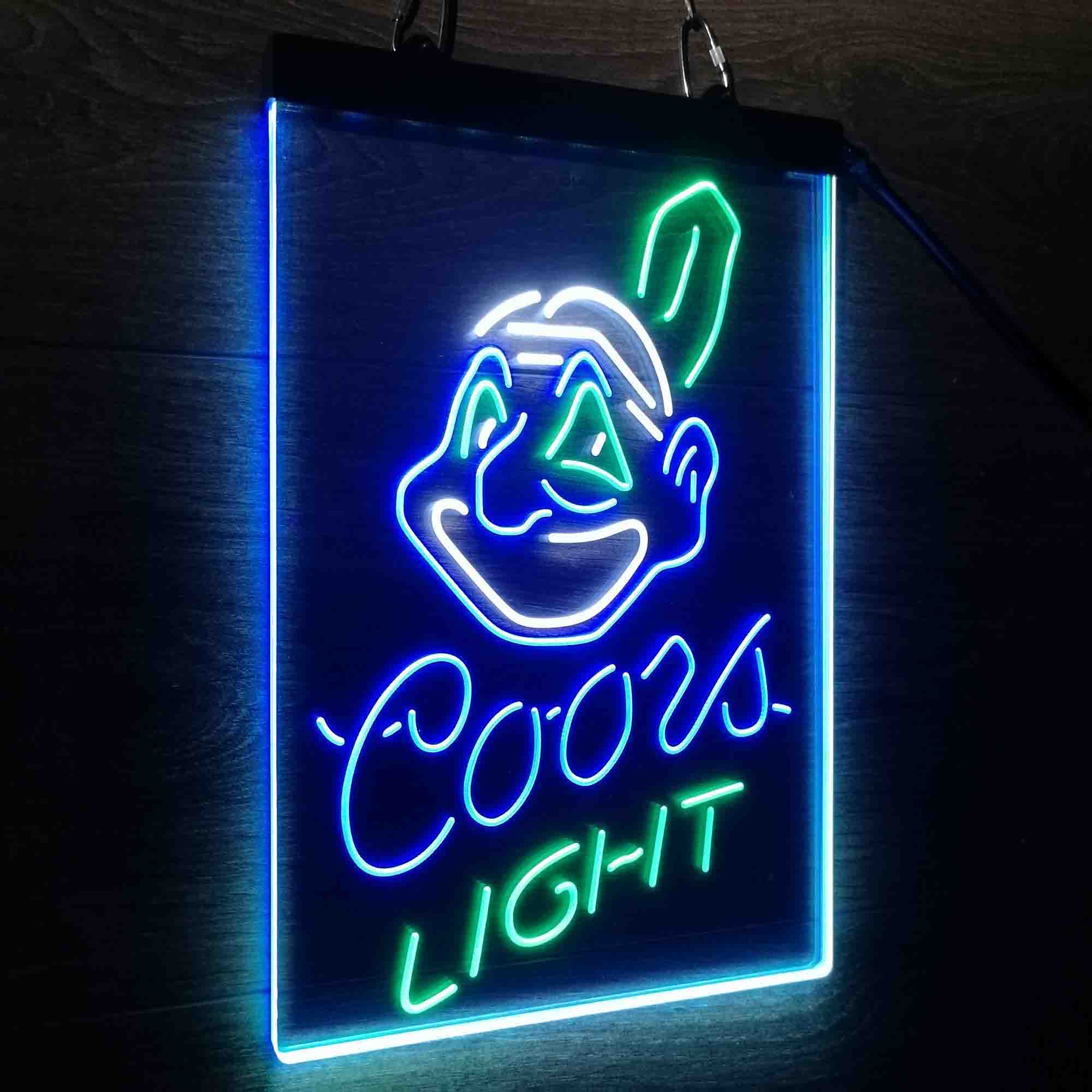 Coors Cleveland Indians Coors Light Neon 3-Color LED Sign