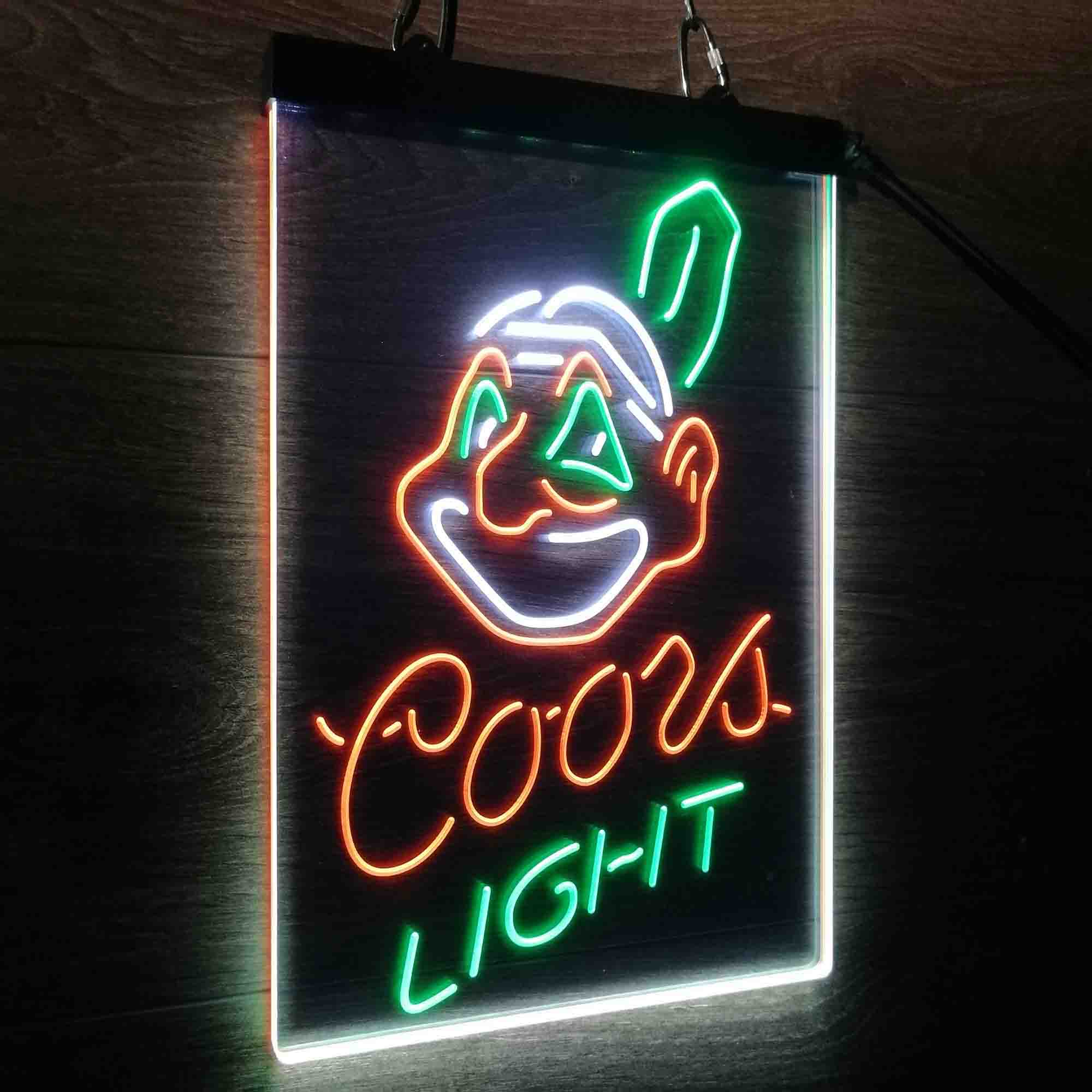 Coors Cleveland Indians Coors Light Neon 3-Color LED Sign