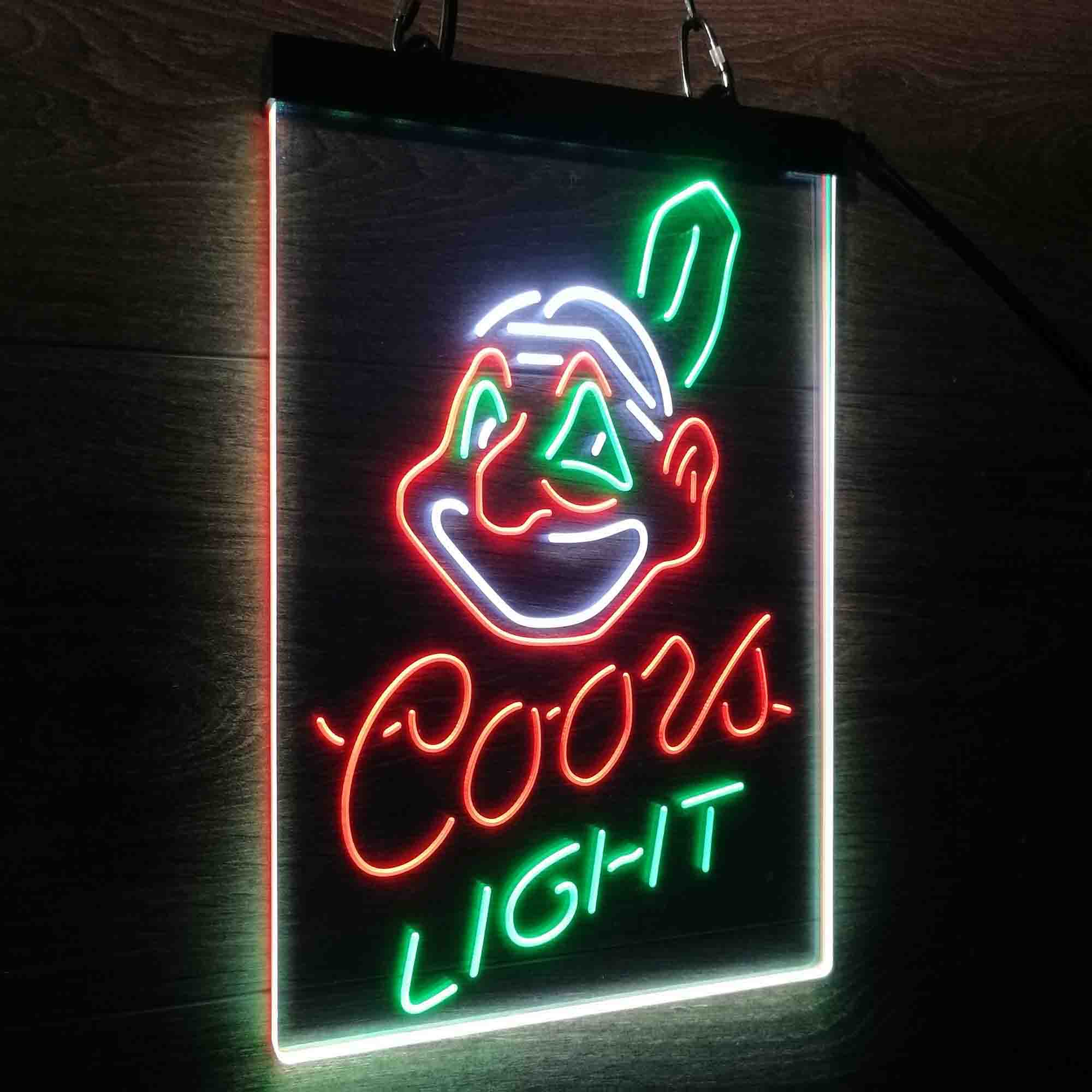 Coors Cleveland Indians Coors Light Neon 3-Color LED Sign