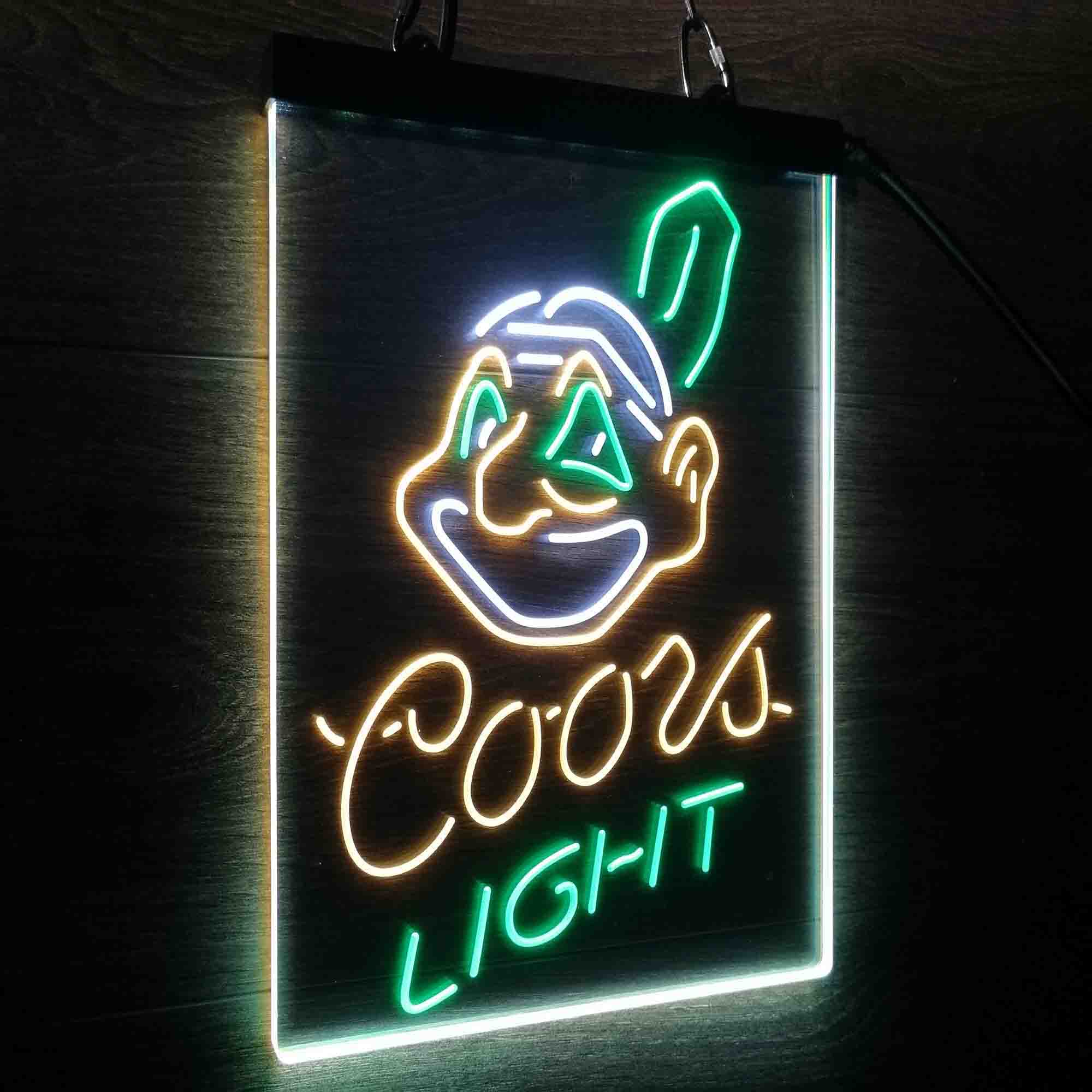 Coors Cleveland Indians Coors Light Neon 3-Color LED Sign