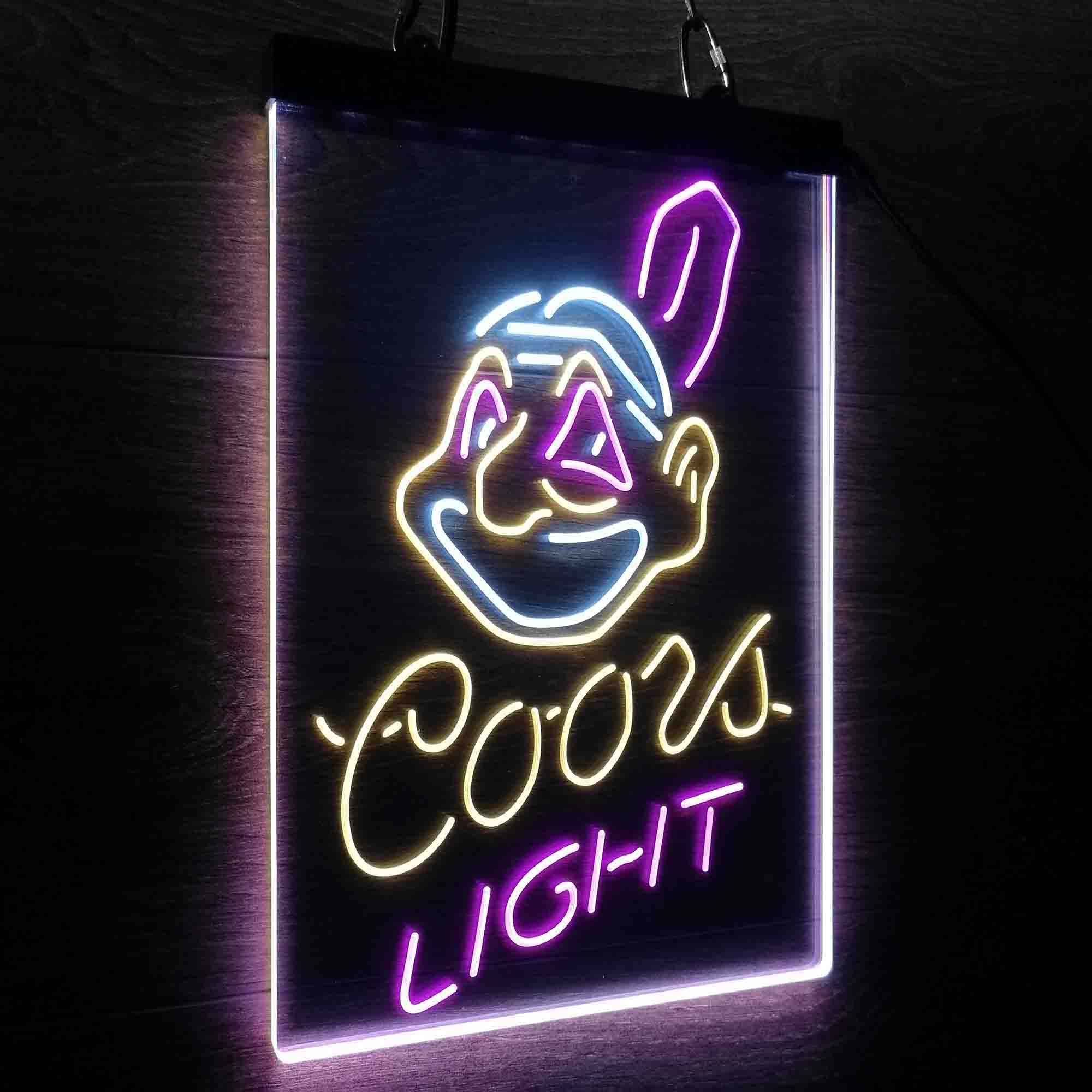 Coors Cleveland Indians Coors Light Neon 3-Color LED Sign