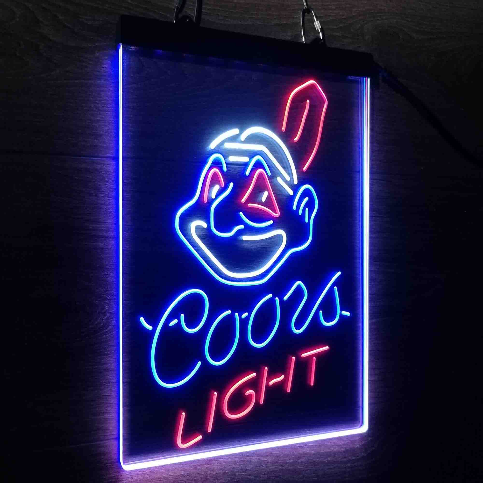 Coors Cleveland Indians Coors Light Neon 3-Color LED Sign