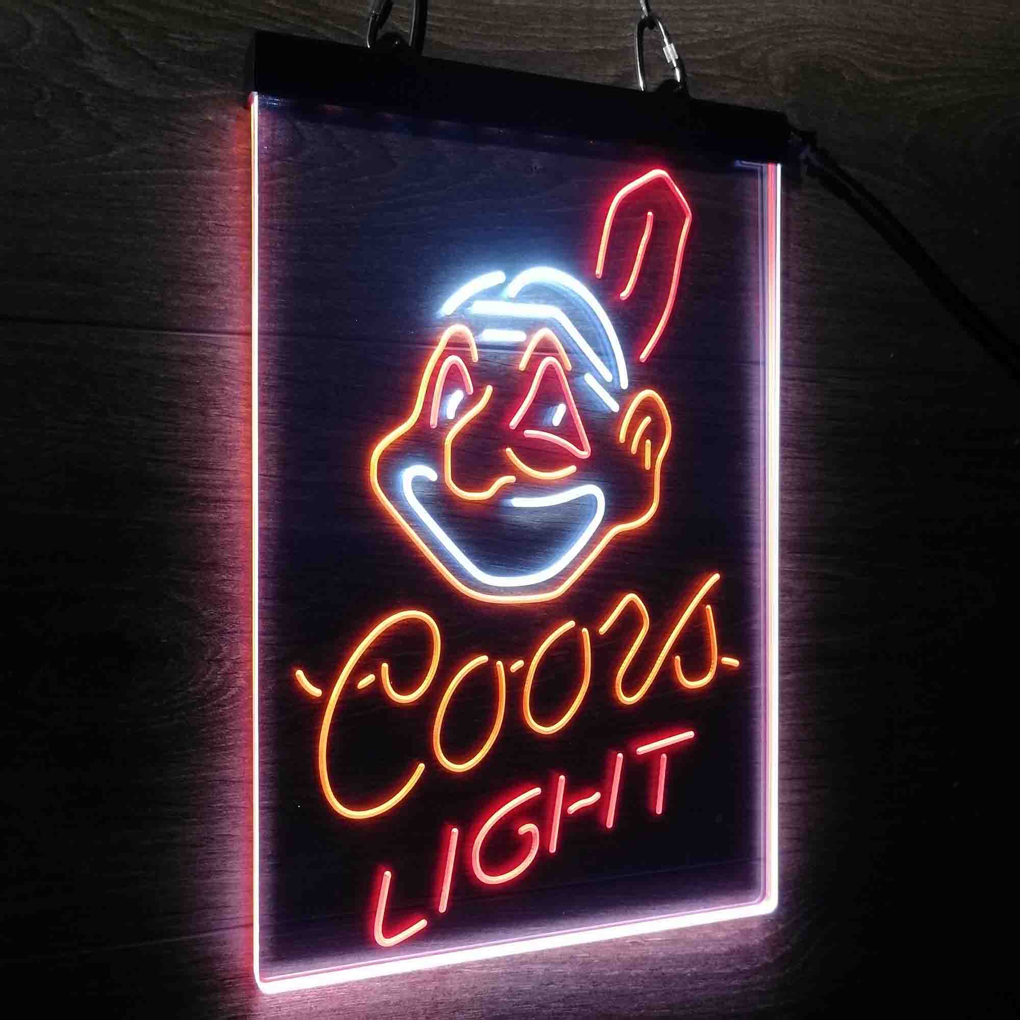 Coors Cleveland Indians Coors Light Neon 3-Color LED Sign