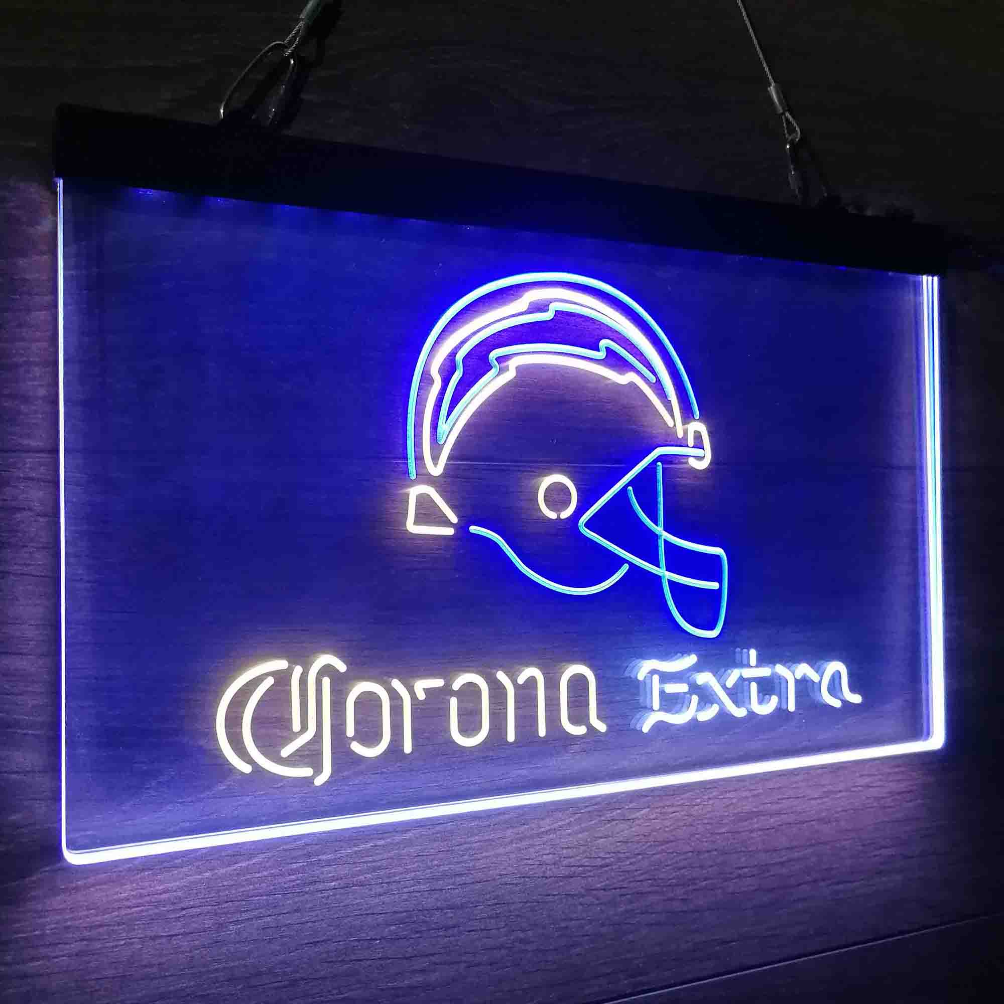 Corona Extra Bar Los Angeles Chargers Est. 1960 Neon 3-Color LED Sign