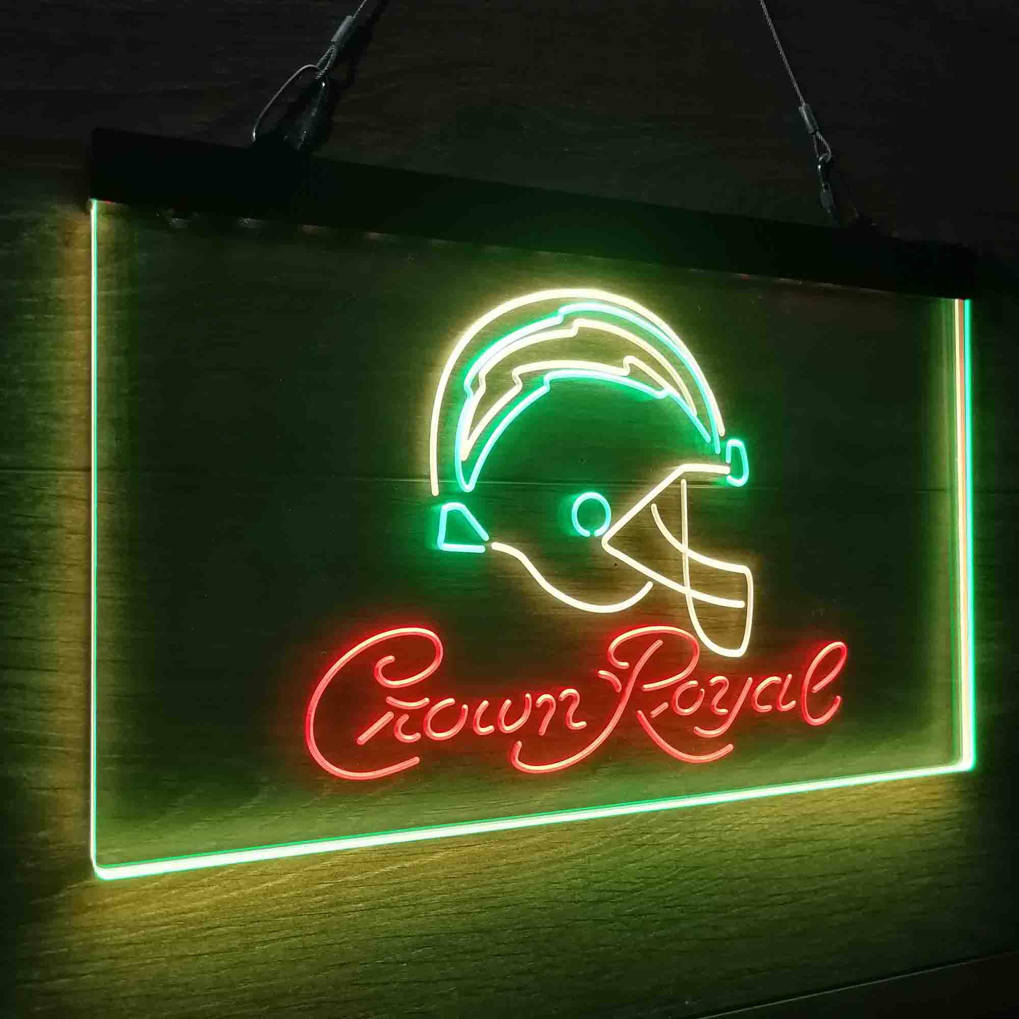 Crown Royal Bar Los Angeles Chargers Est. 1960 Neon 3-Color LED Sign