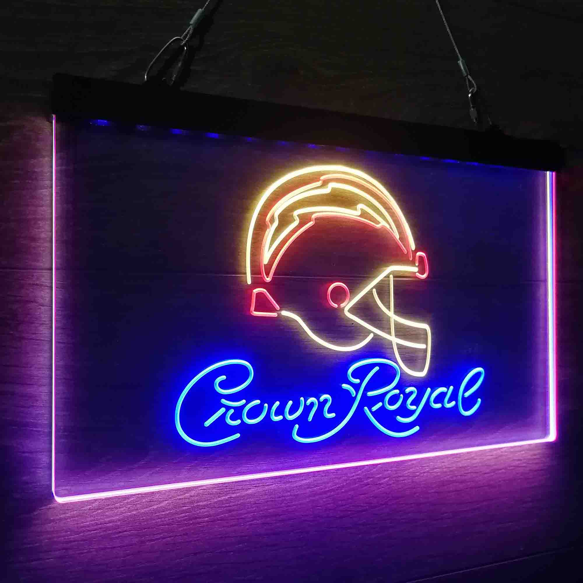 Crown Royal Bar Los Angeles Chargers Est. 1960 Neon 3-Color LED Sign