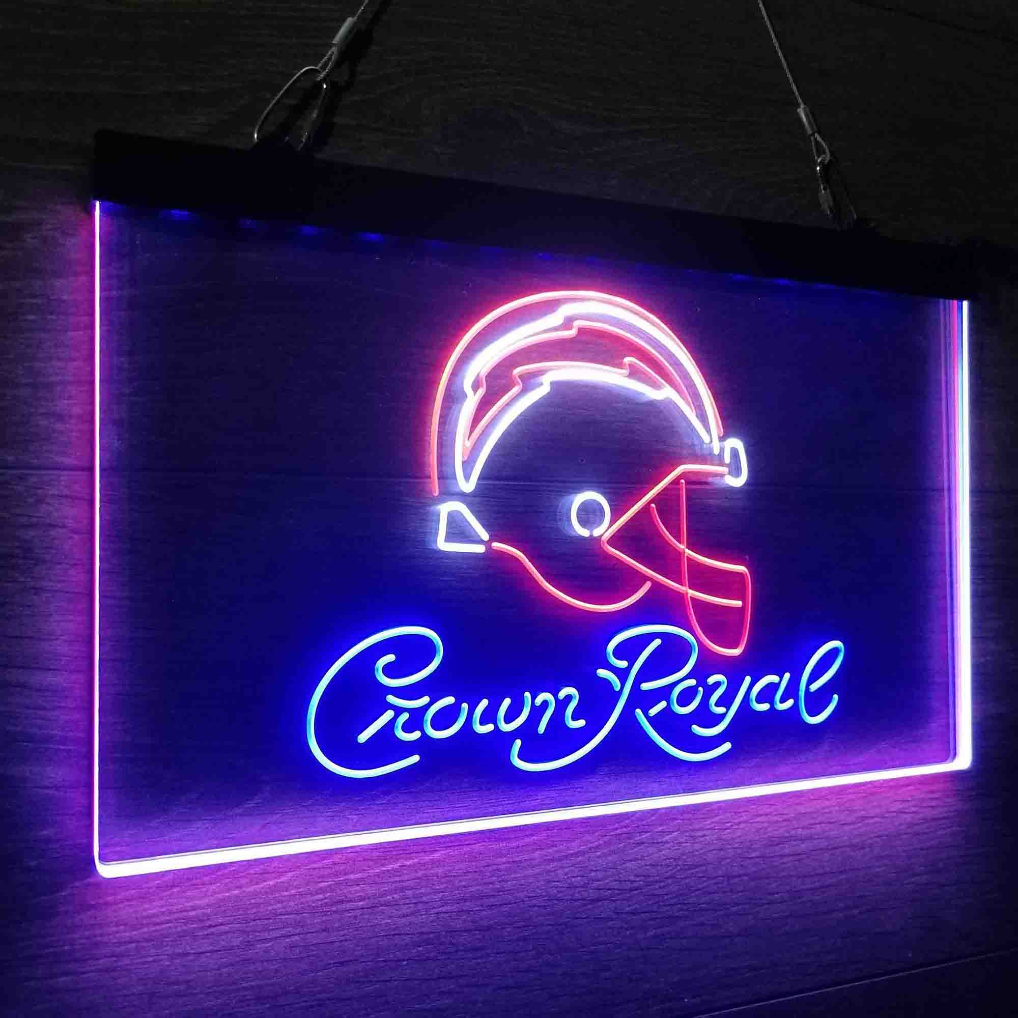 Crown Royal Bar Los Angeles Chargers Est. 1960 Neon 3-Color LED Sign