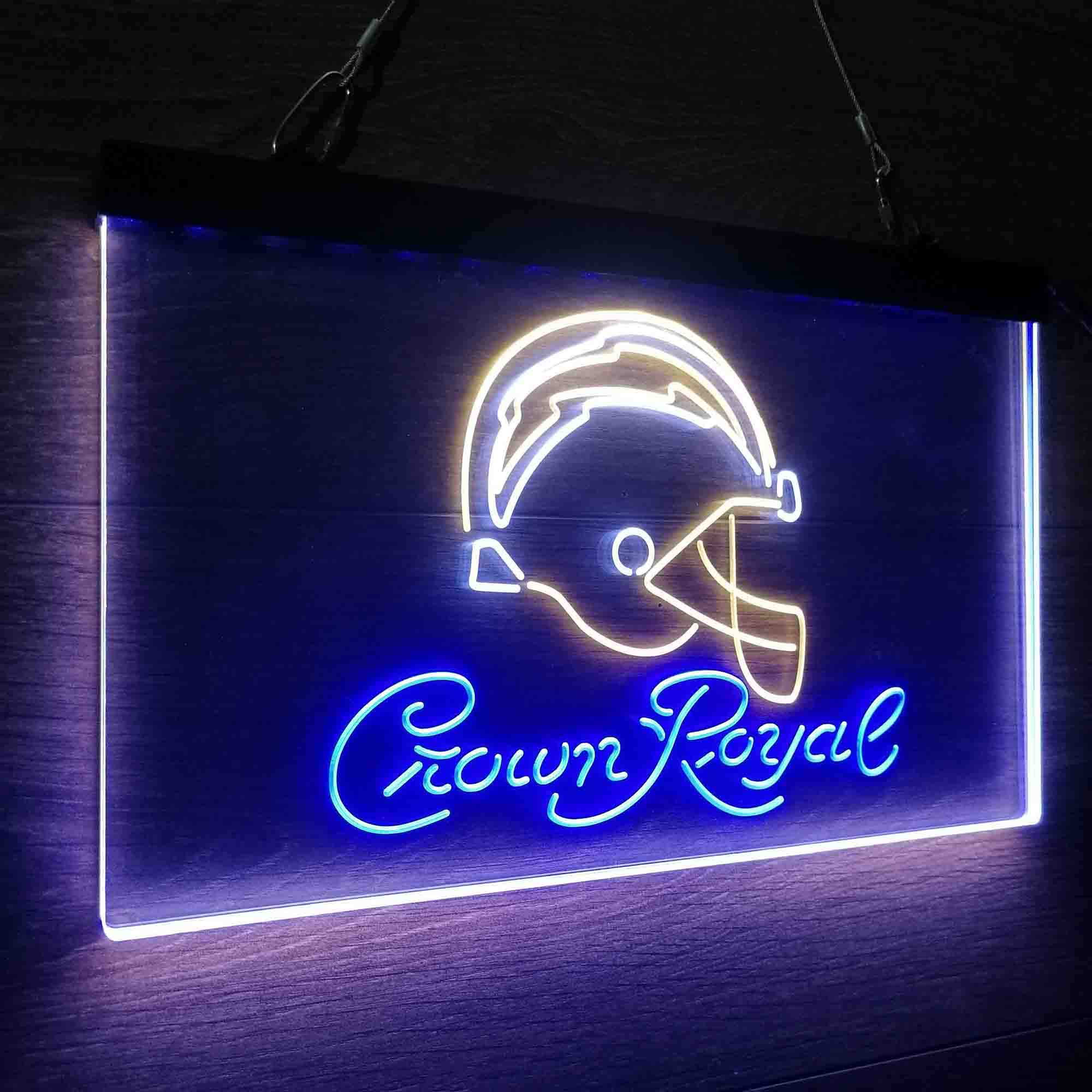 Crown Royal Bar Los Angeles Chargers Est. 1960 Neon 3-Color LED Sign