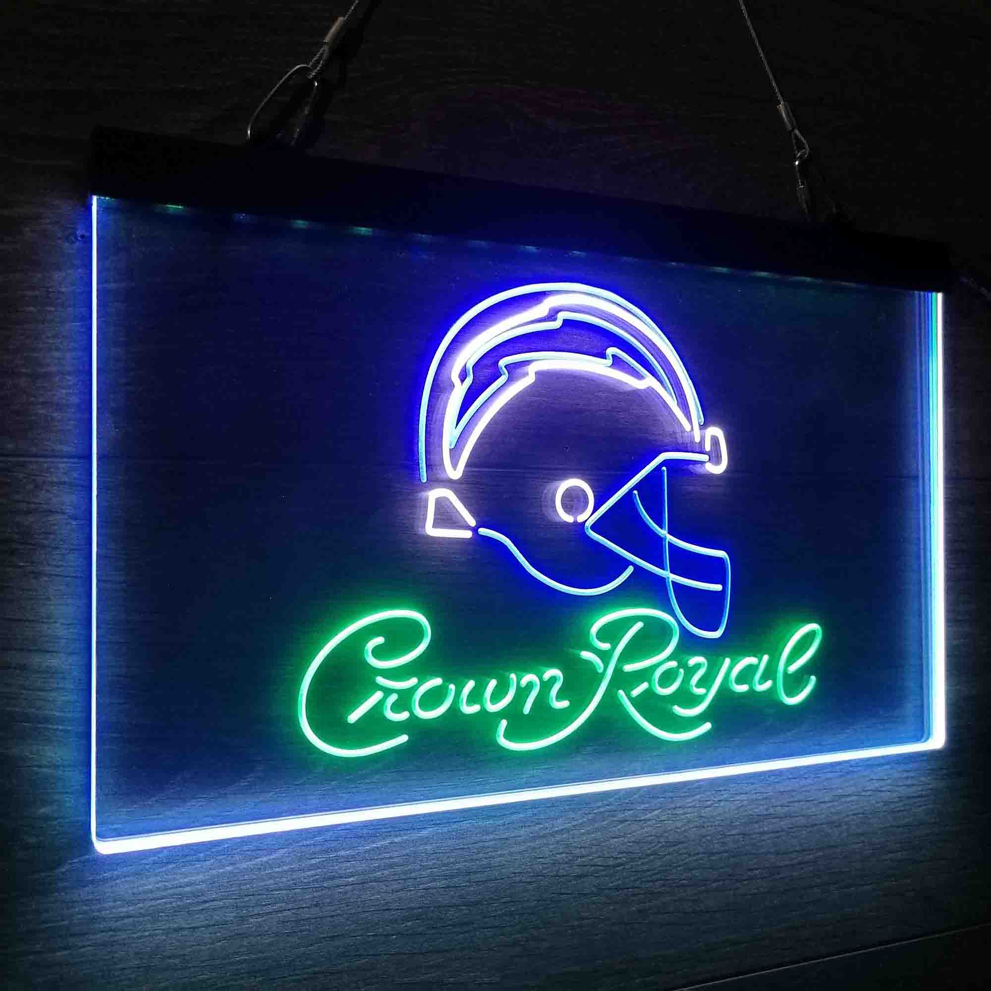 Crown Royal Bar Los Angeles Chargers Est. 1960 Neon 3-Color LED Sign