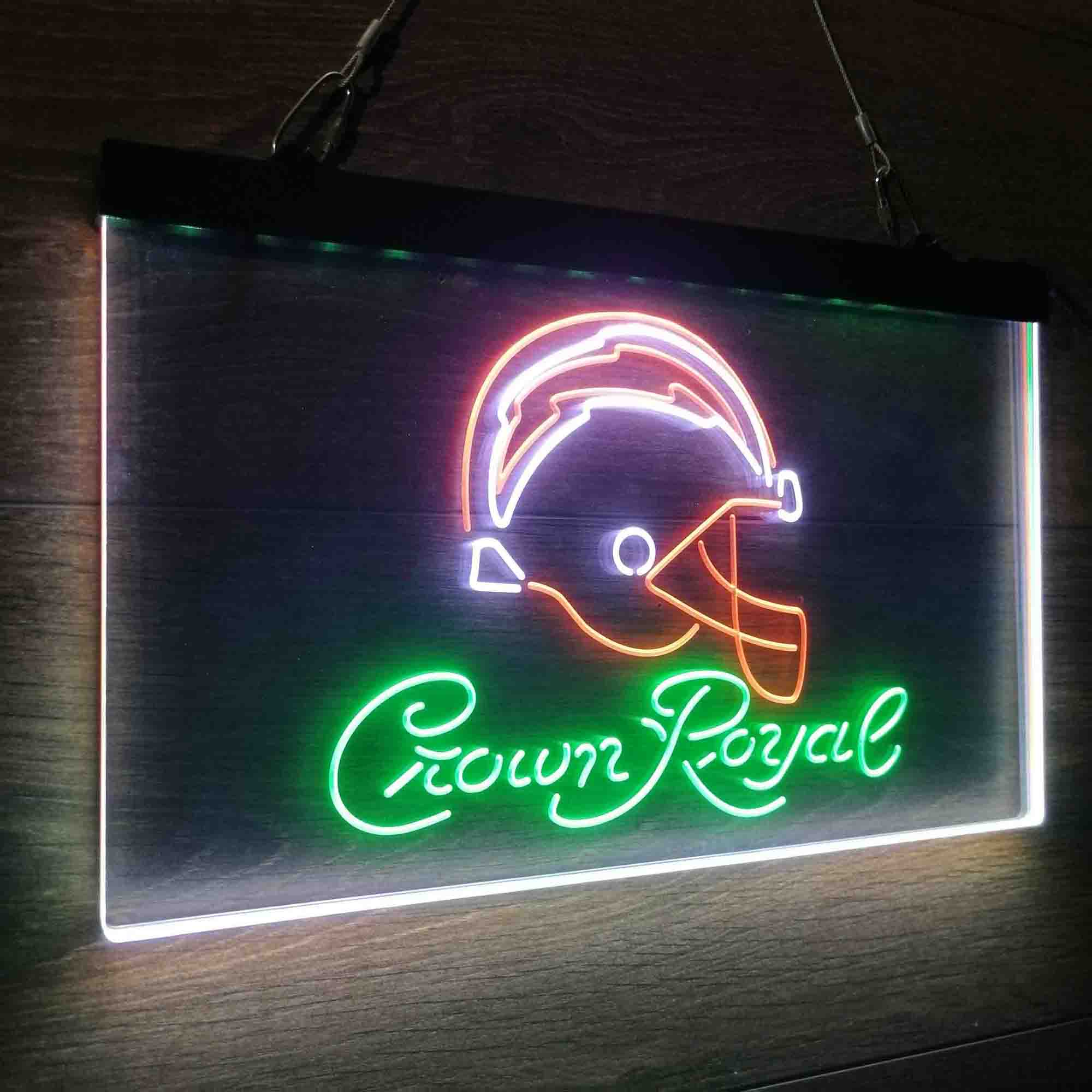 Crown Royal Bar Los Angeles Chargers Est. 1960 Neon 3-Color LED Sign